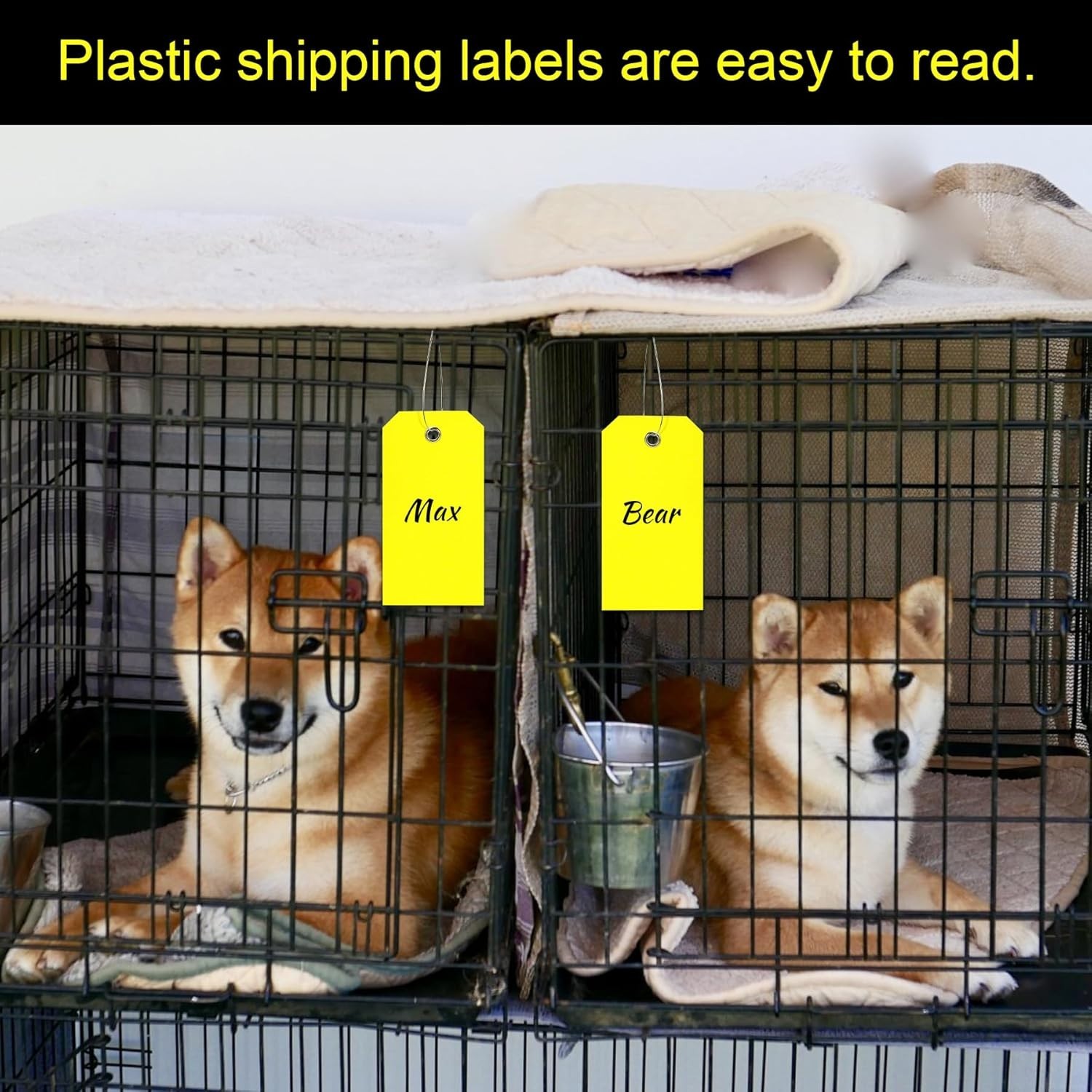 100Pcs Yellow Plastic Shipping Tags with Wire Waterproof ID Inventory Labels