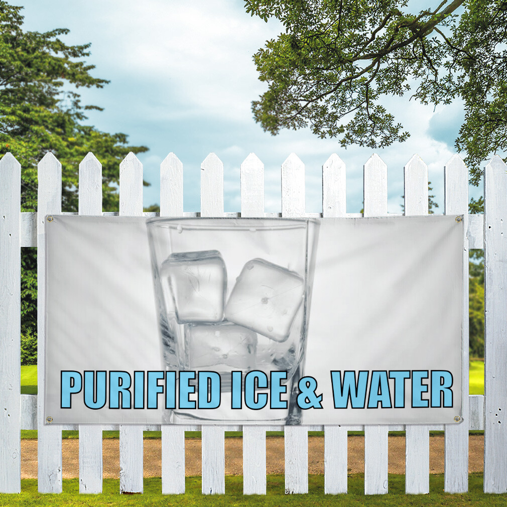 Vinyl Banner Multiple Sizes Purified Ice & Water Advertising Printing Outdoor