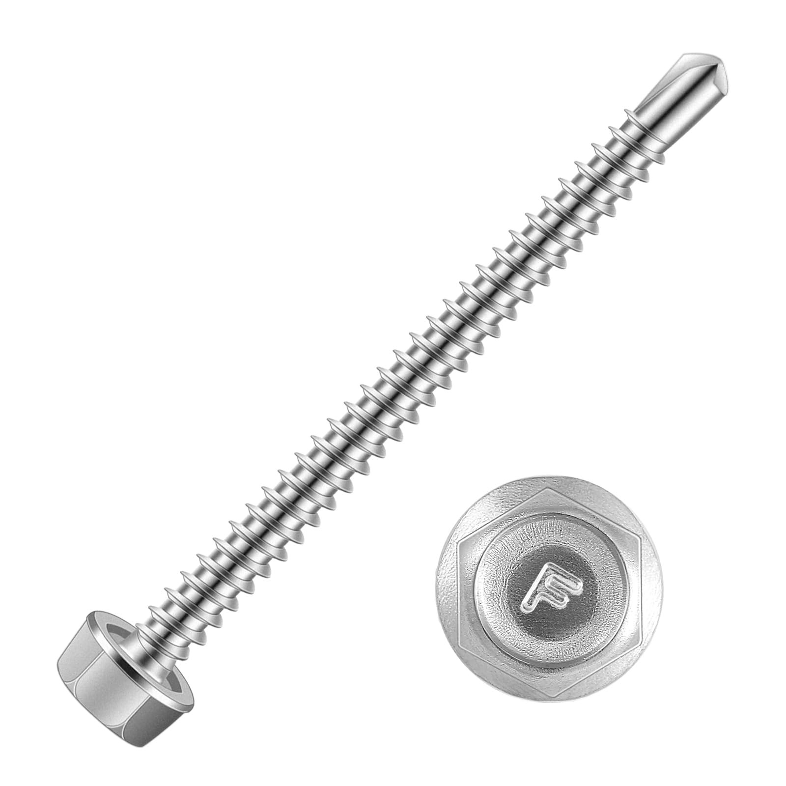 80 PCS #14 x 4 Sheet Metal Screws 410 Stainless Steel Hex Washer Head Tek