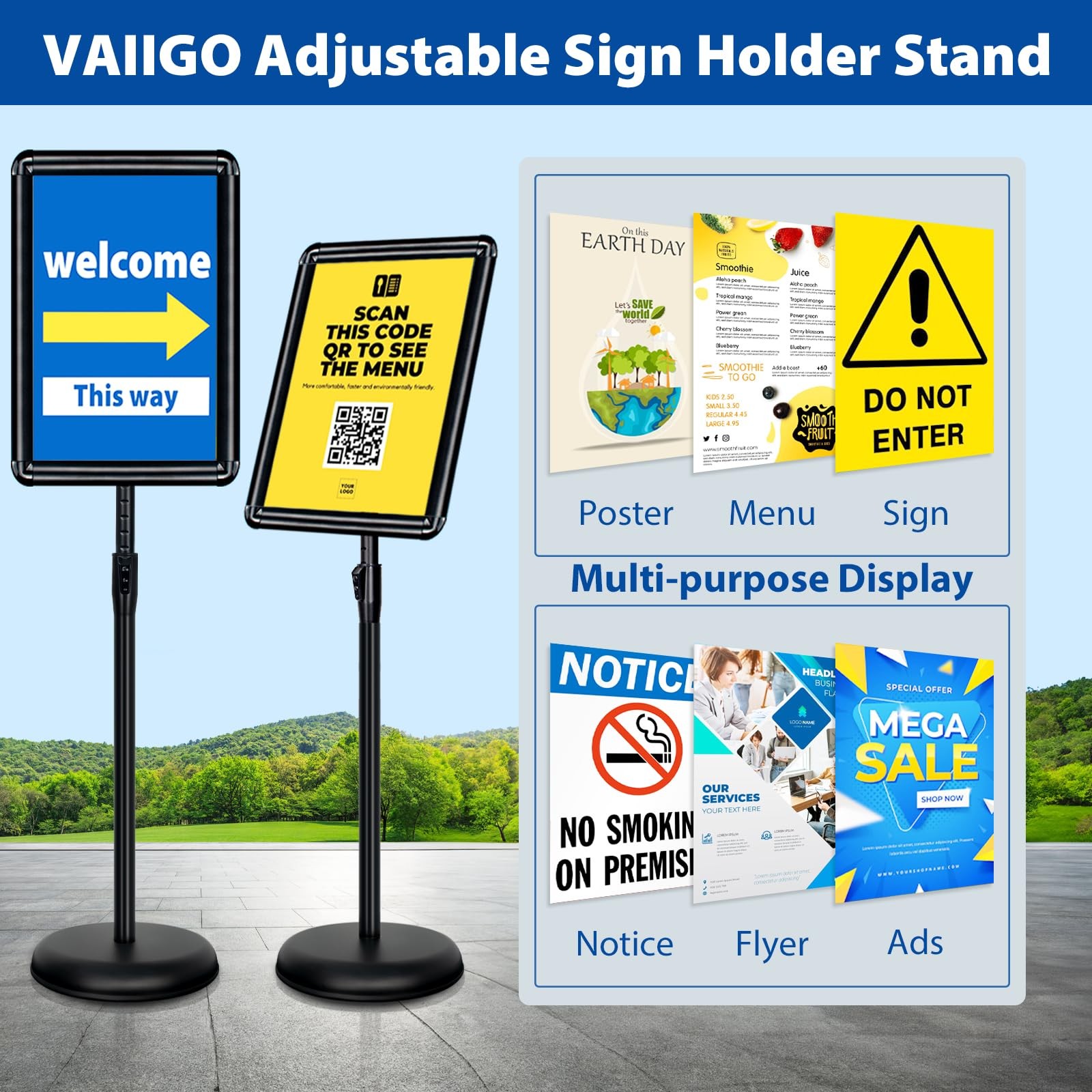 Vaiigo 2-Pack 11X17 Inch Adjustable Standing – View Display