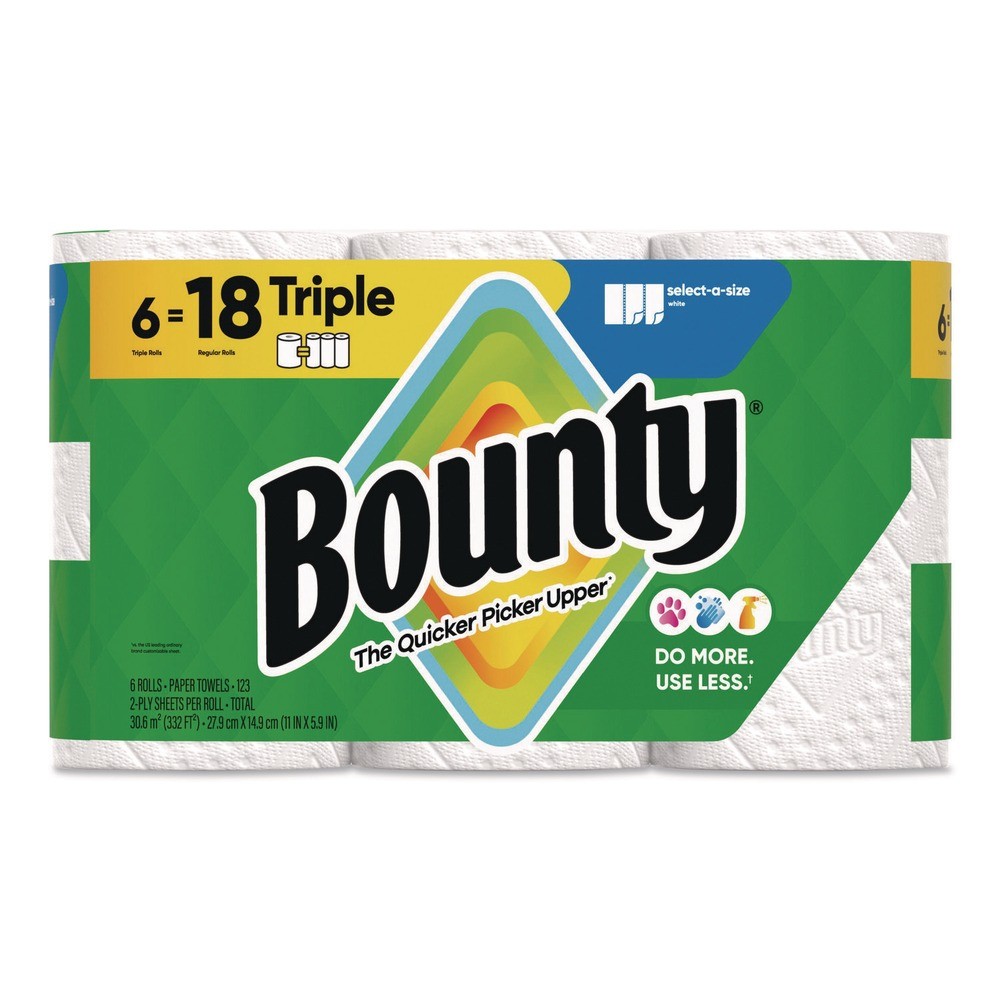 Bounty 16020 5.9″ x 11″ 2-Ply Kitchen Roll Paper Towels – White (6/CT) New