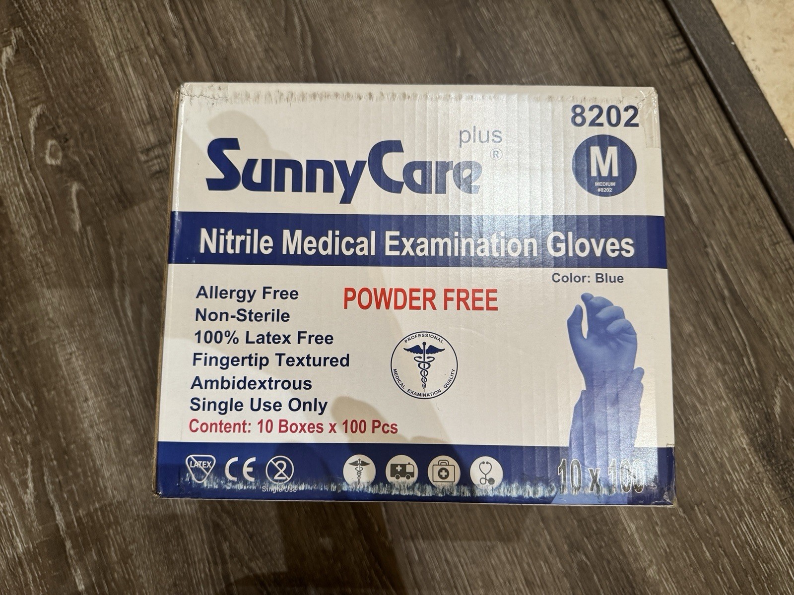 1000 SunnyCare #8202 Nitrile Exam Gloves Chemo-Rated (Powder Free Vinyl Latex) M