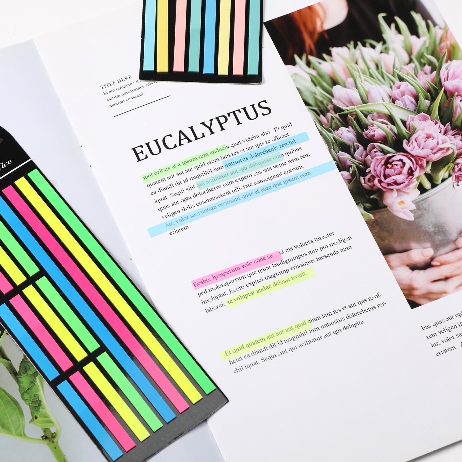 Removable Highlighter Tape Strips, Transparent Sticky Page Markers Tabs, Fluo…