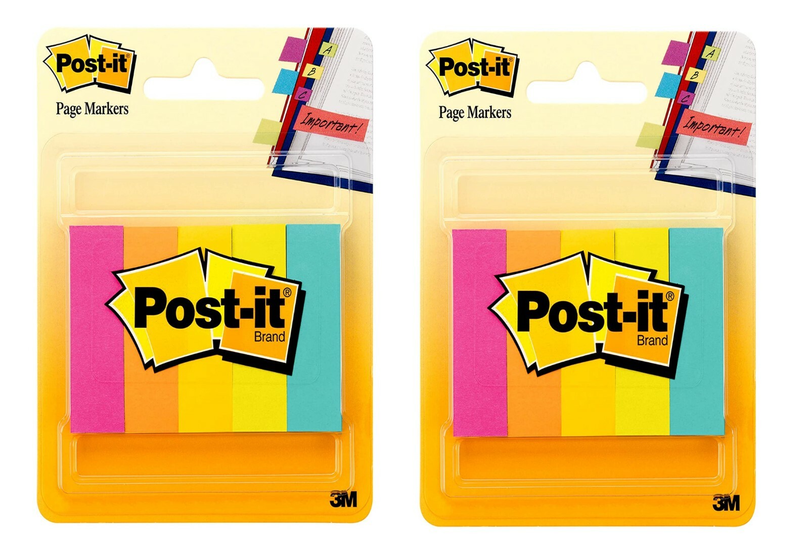 Post-it Page Markers Multi-Color 1/2 in x 2 in 50 Sheets/Pad 5 Pads/Pack, 2 Pack