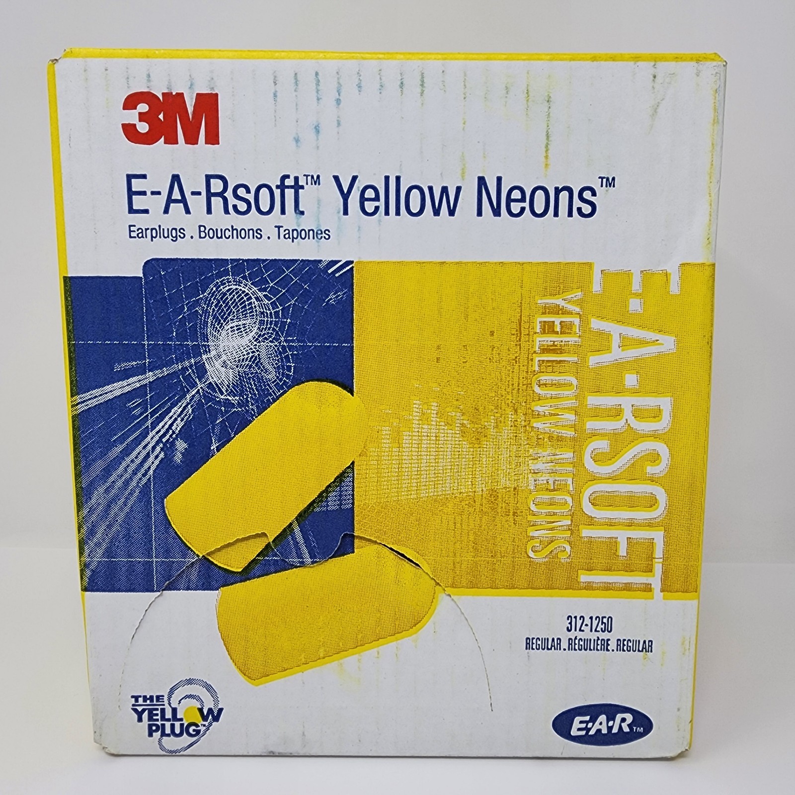 3M E-A-Rsoft Yellow Neons Disposable Foam Earplugs (200 Pairs) Uncorded 3121250