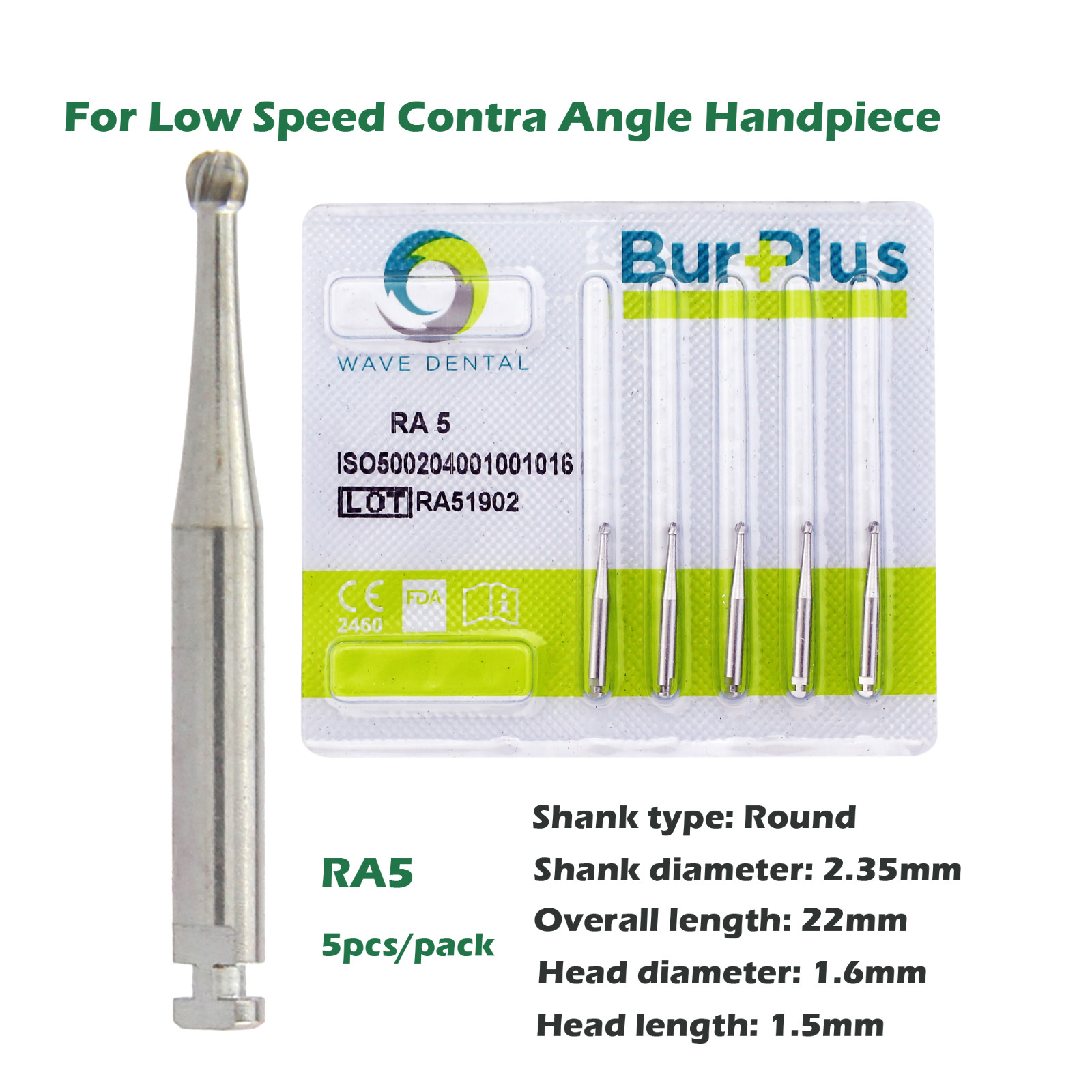 Wave Dental Carbide Burs Surgical Bur Latch Round RA SURG 2 4 6 8 Contra Angle