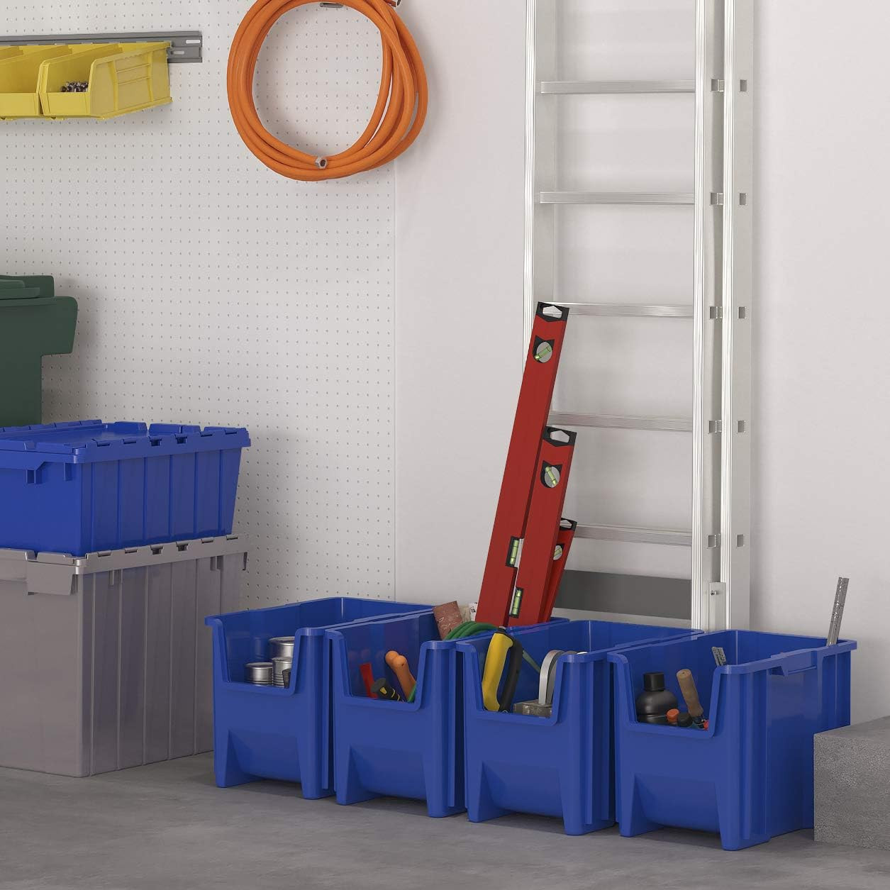 13014 Stak-N-Store Heavy Duty Stackable Open Front Plastic Storage Container Bin