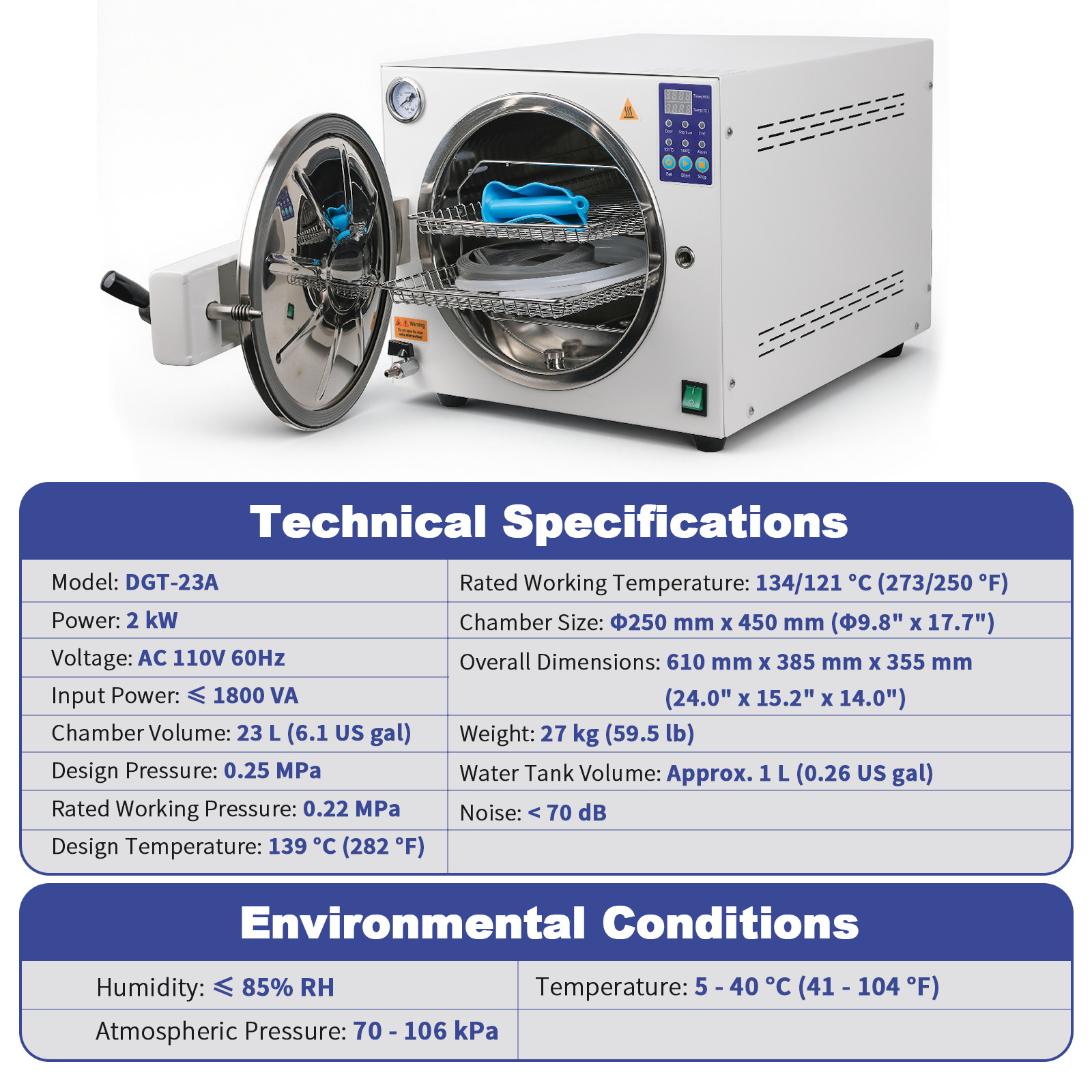 23L Autoclave Steam Sterilizer Medical Premium Material Auto Pressure Release
