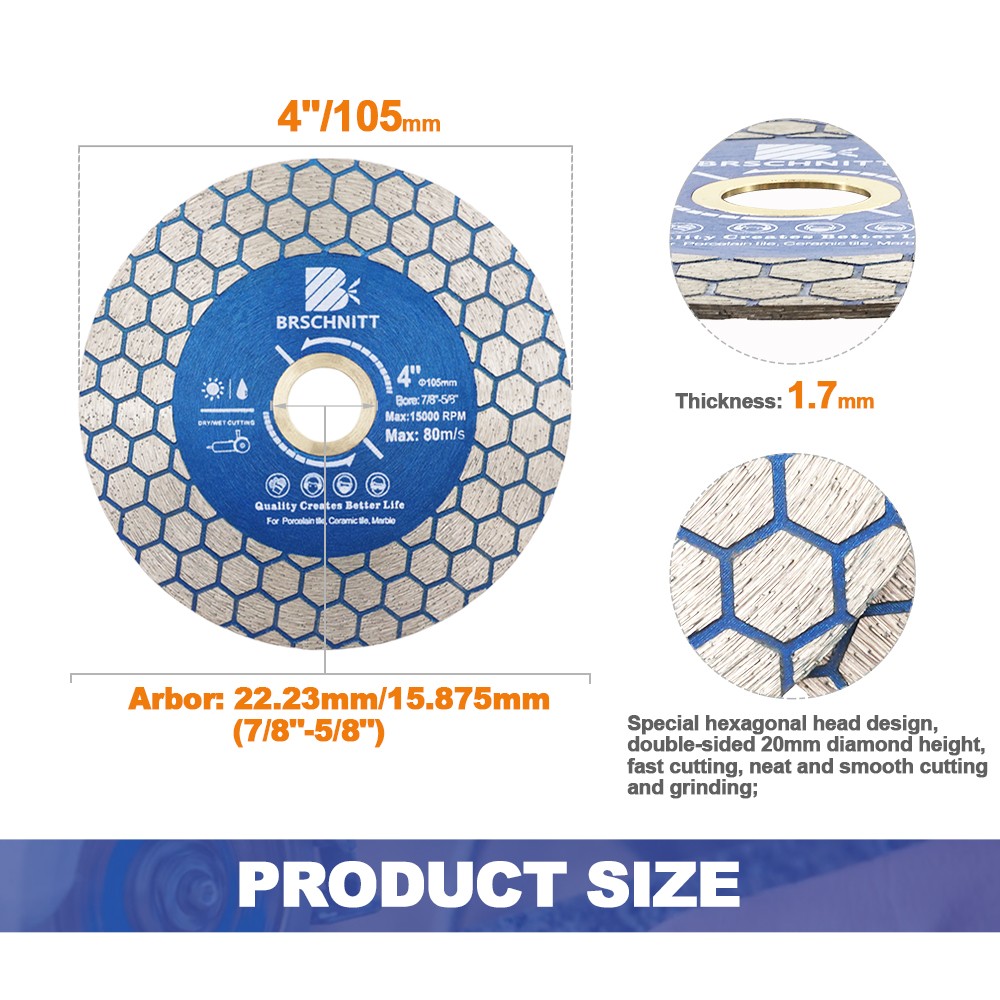 Diamond Saw Blade Hexagonal Double Sided Sanding Blade Suitable Tile