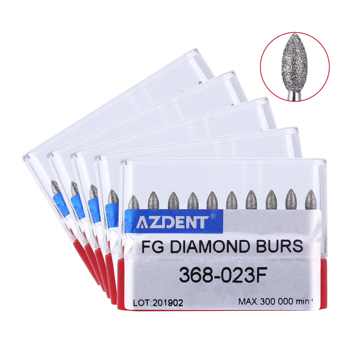 AZDENT Dental FG Diamond Burs Football #368-023F Fine Red 10pcs/box