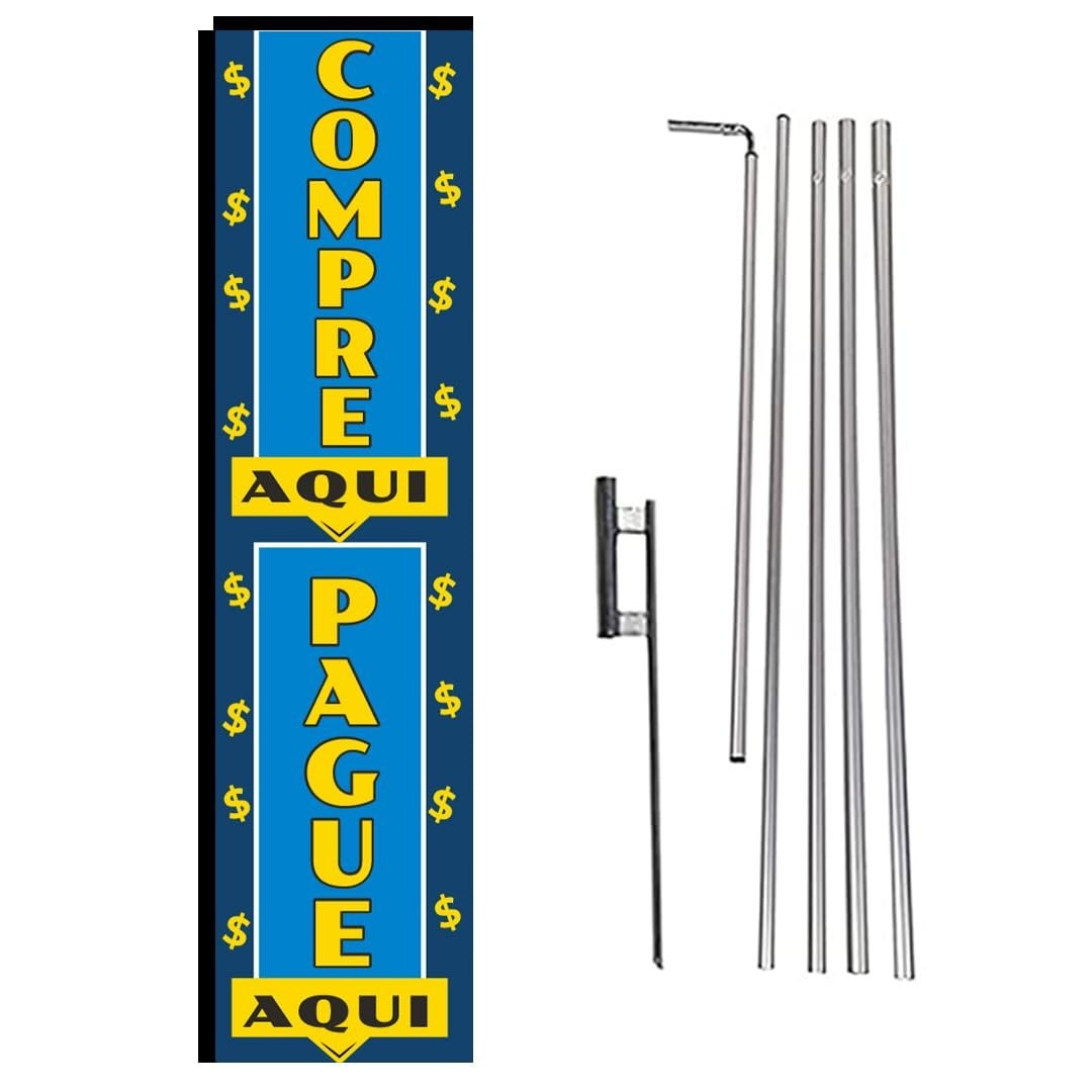 Compre Aqui Pague Aqui Advertising Rectangle Feather Banner Swooper Flag Sign…