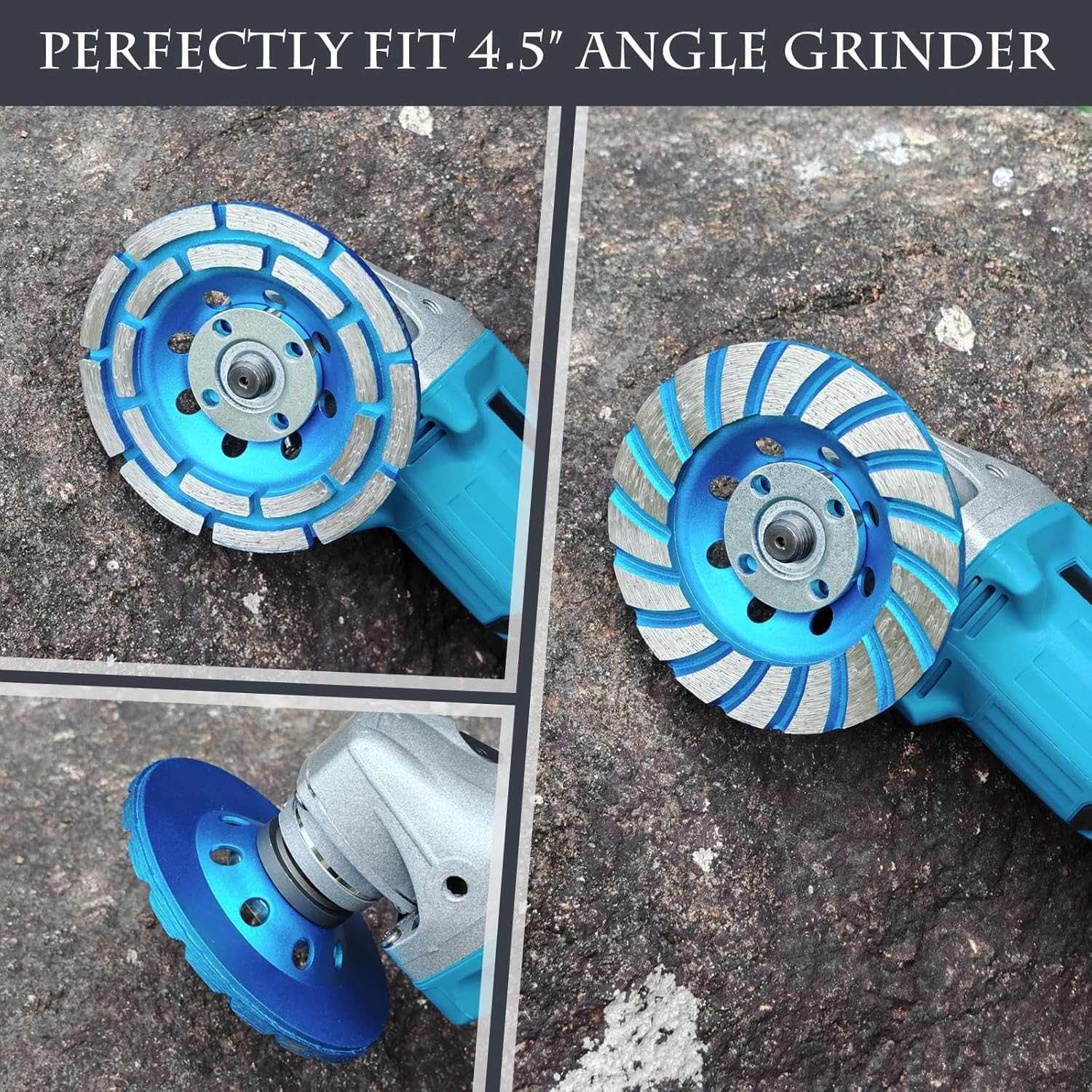 Diamond Grinding Cup Wheels Set 115Mm 4-1/2 Inch Double Row Turbo Row