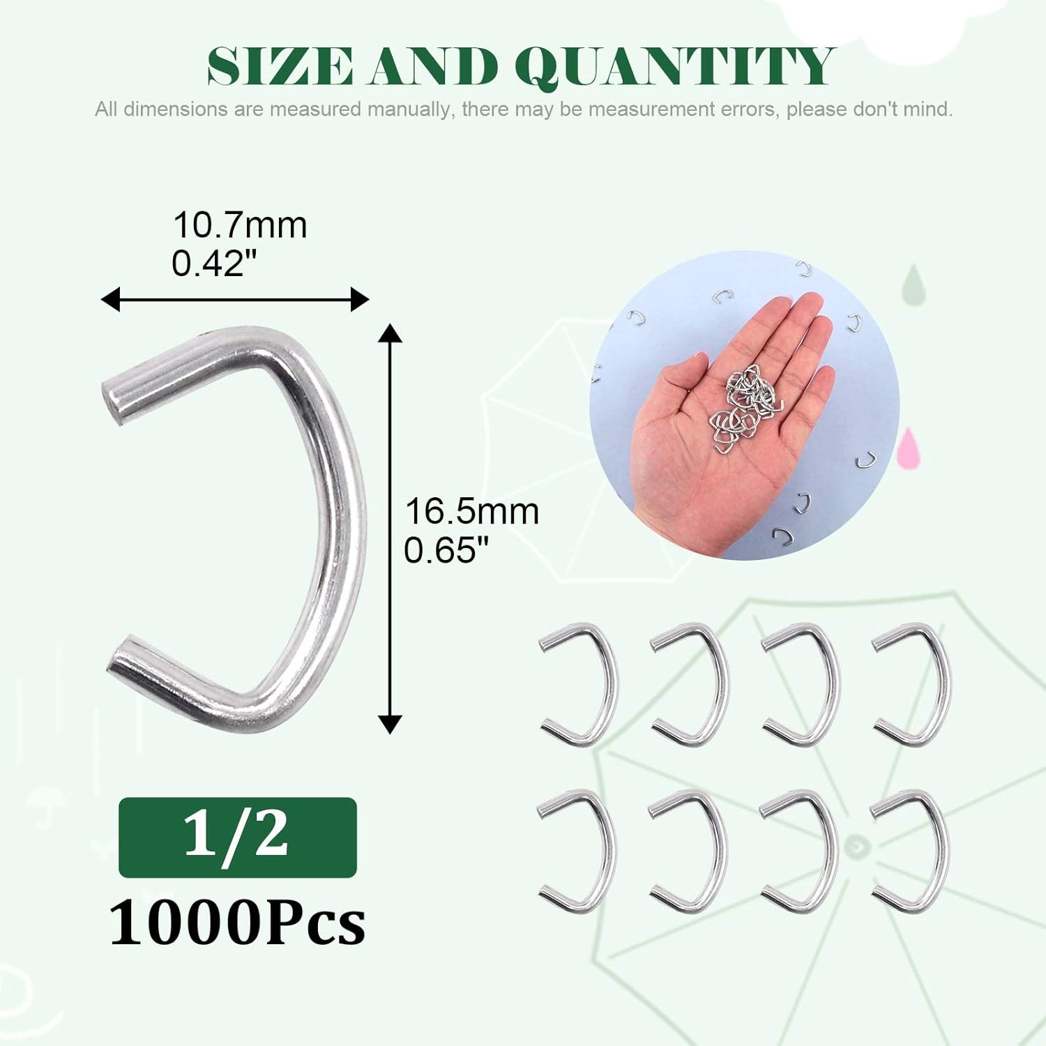 1000Pcs 1/2″ Hog Rings, Galvanized Hog Rings for Auto Upholstery Furniture 