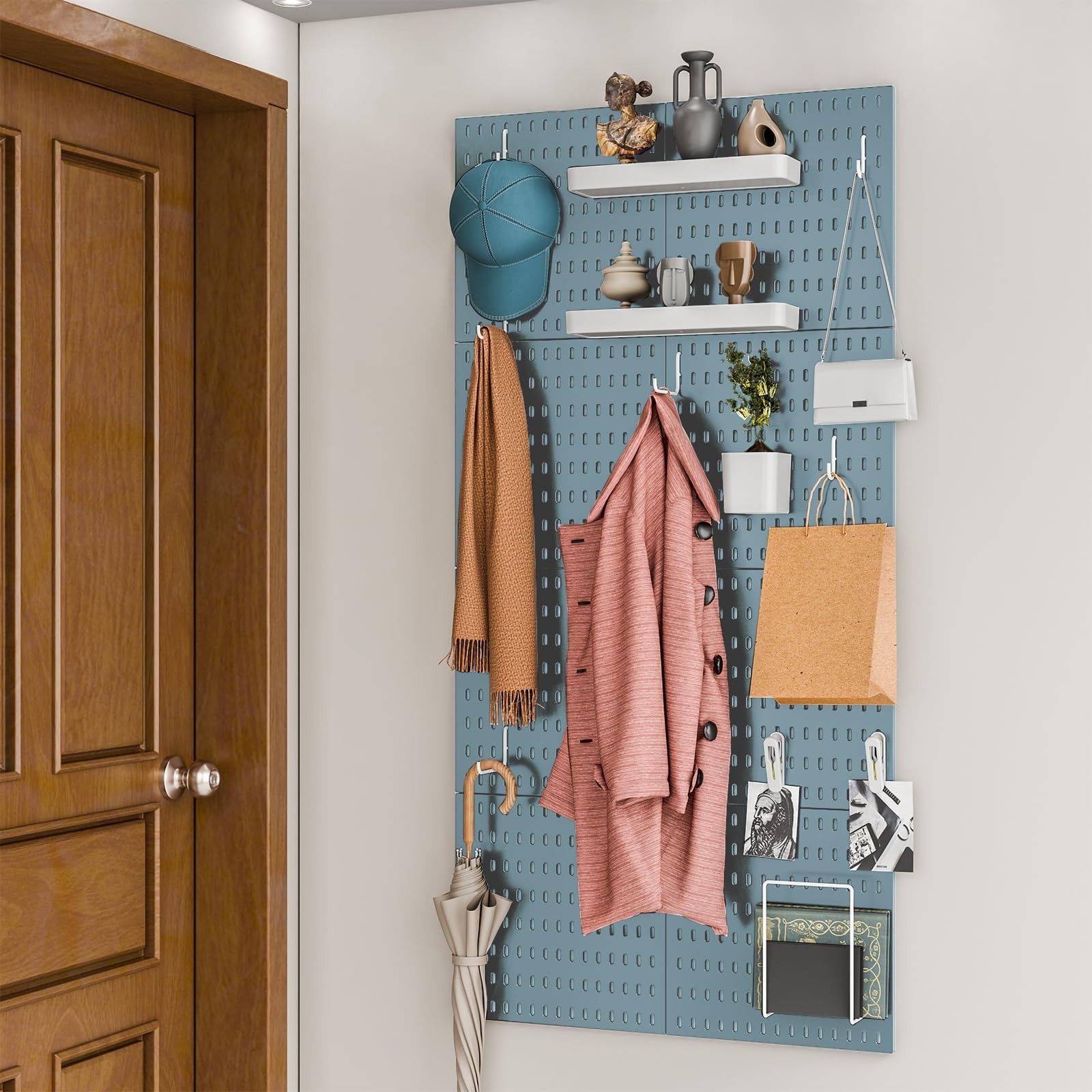 22″x22″ Pegboard Combination Kit Wall Organizer Kit – 4 Panels & 14 Hooks for…