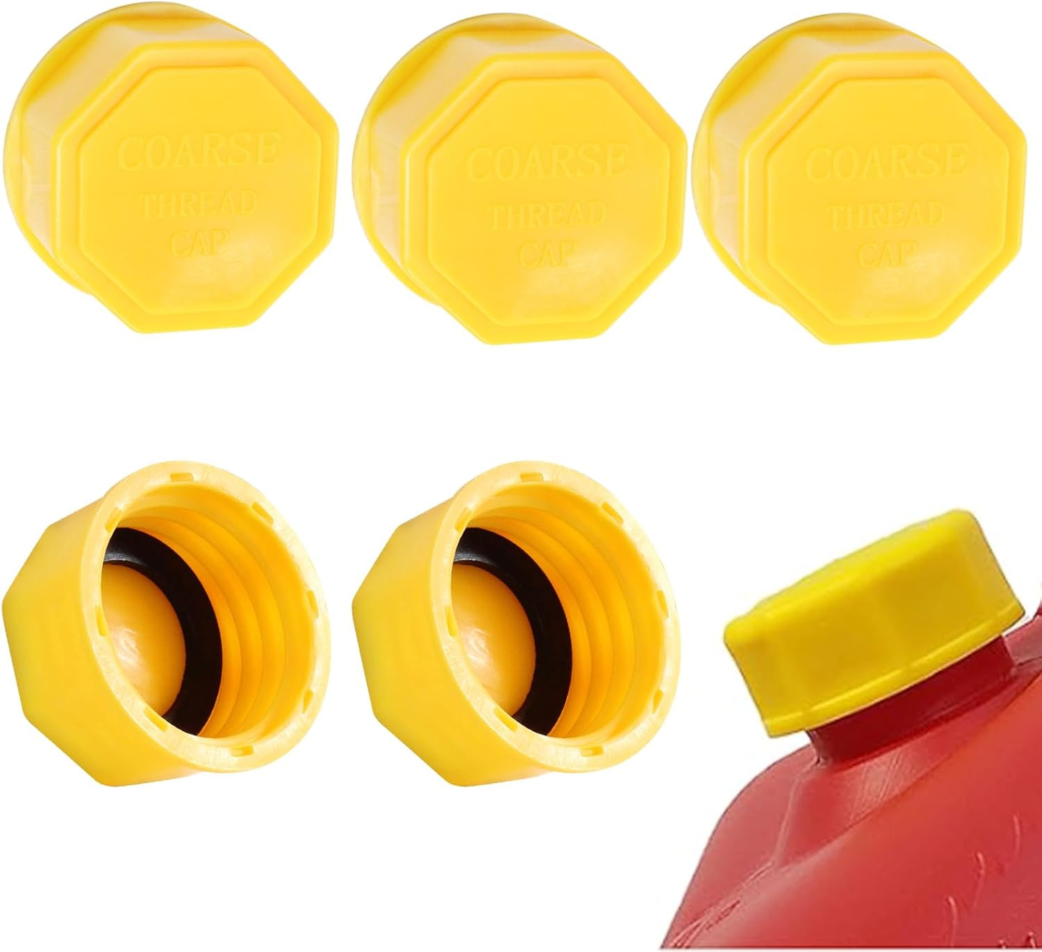 5 Gallon Gas Can Cap Replacement, 6 Pcs Coarse Thread Plastic Caps, Universal Fi