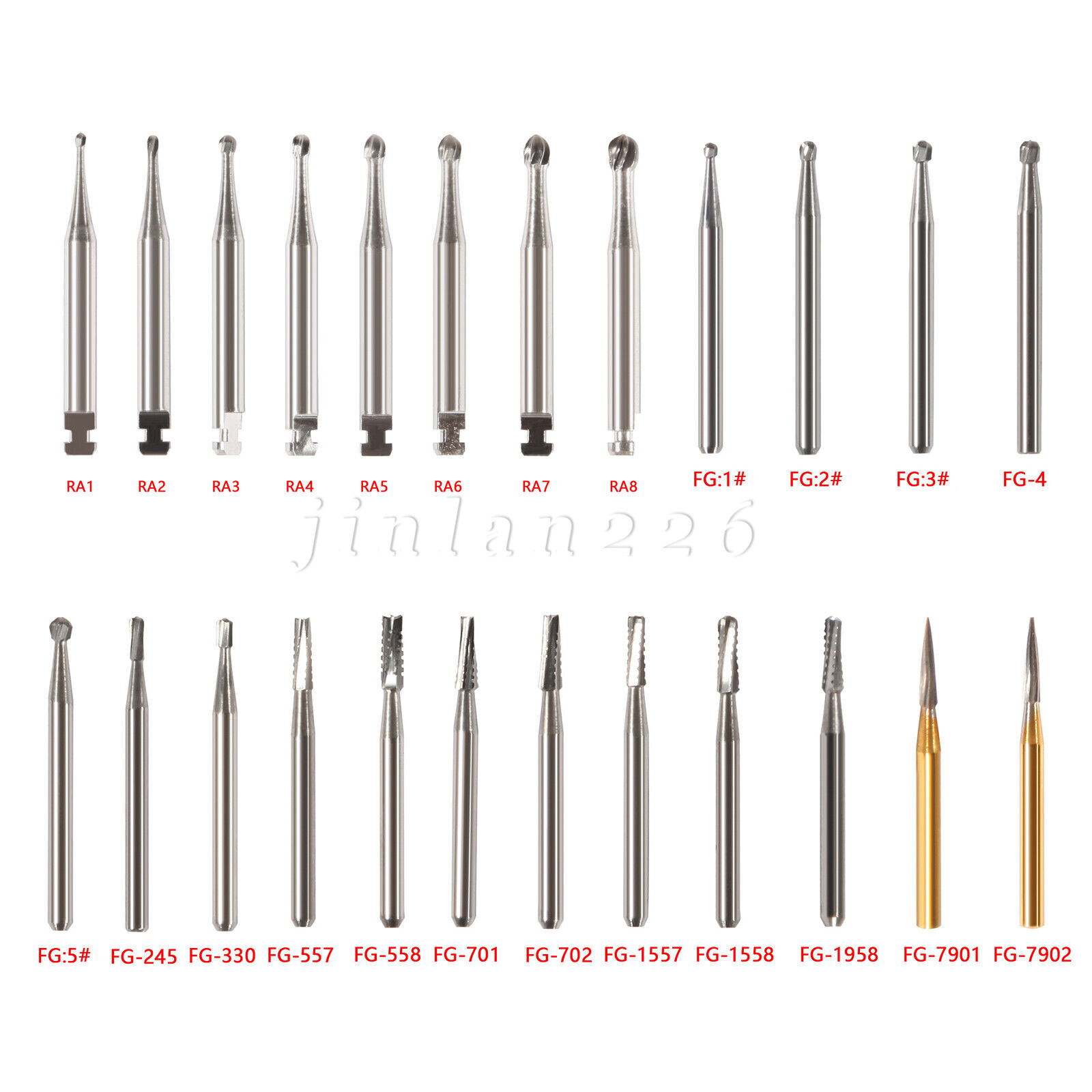 Carbide Bur, FG, #1/4, 1/2, 1, 2, 4, 6, 8 Bur, Round Dental