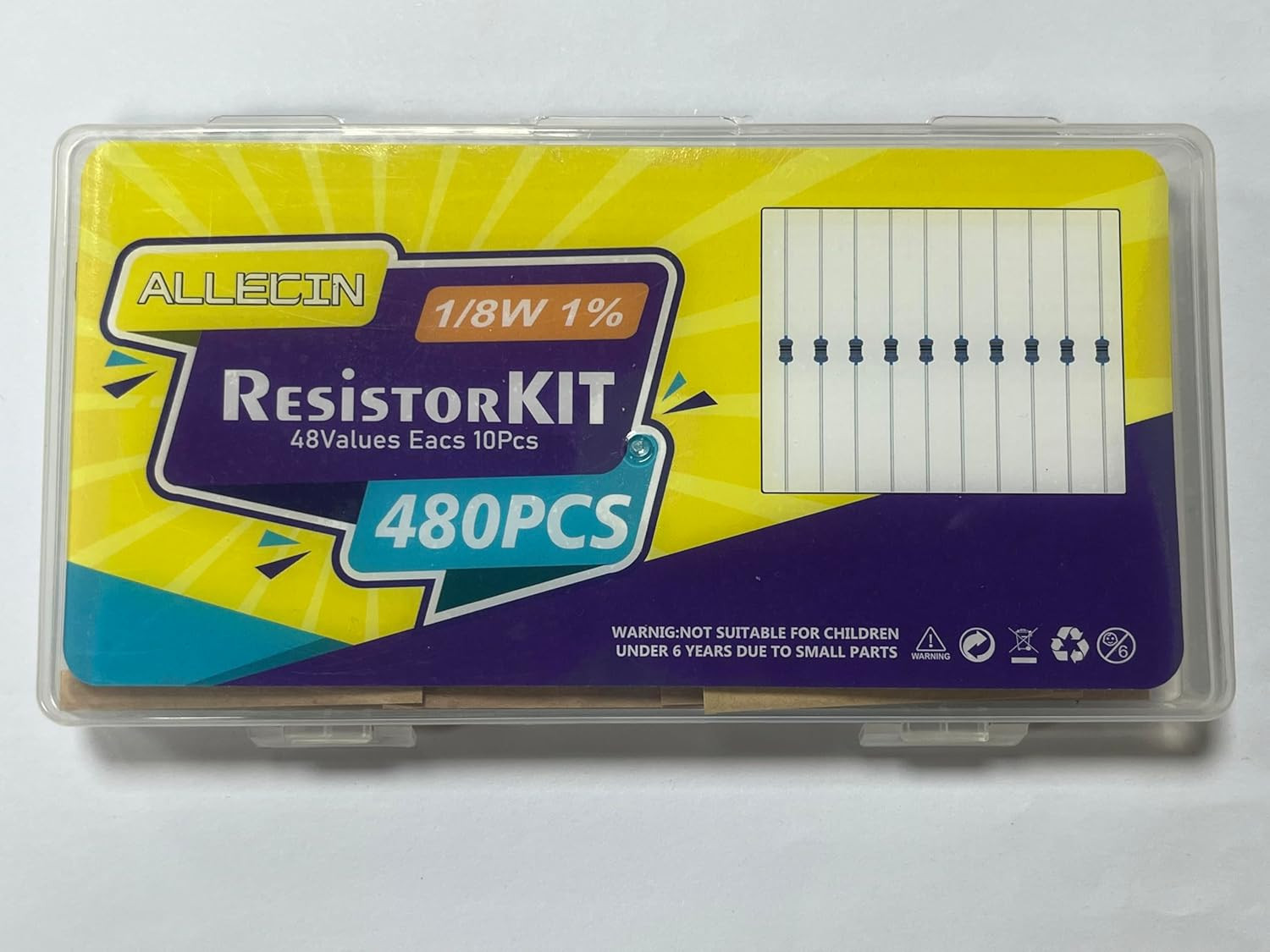 1/8W Metal Film Resistor Kit from 1 Ohm to 6.8M Ohm 48Values 1/8 Watt 1% Resisto