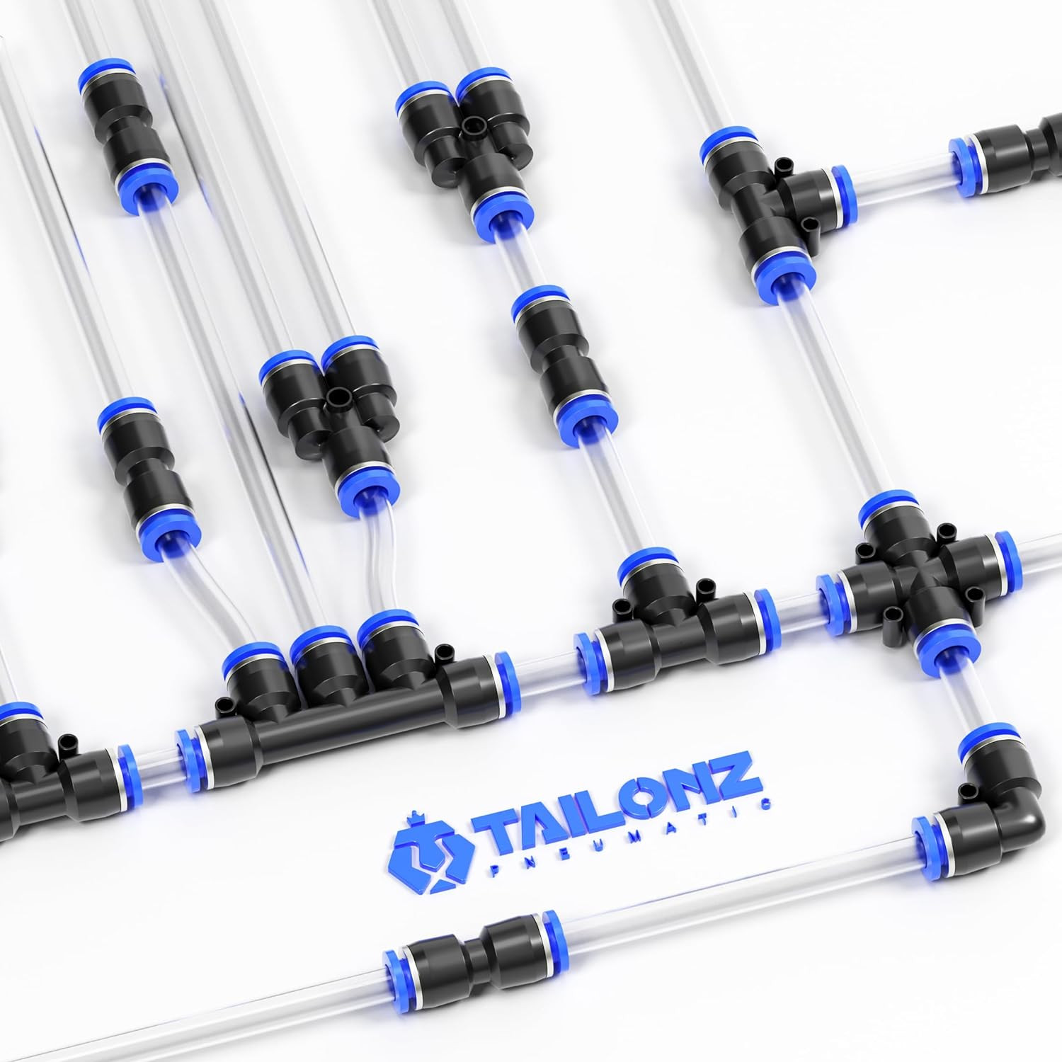 60 Pack Pneumatic Push Connect Air Fittings Set 1/8″ to 1/2″ Tube Quick Fit