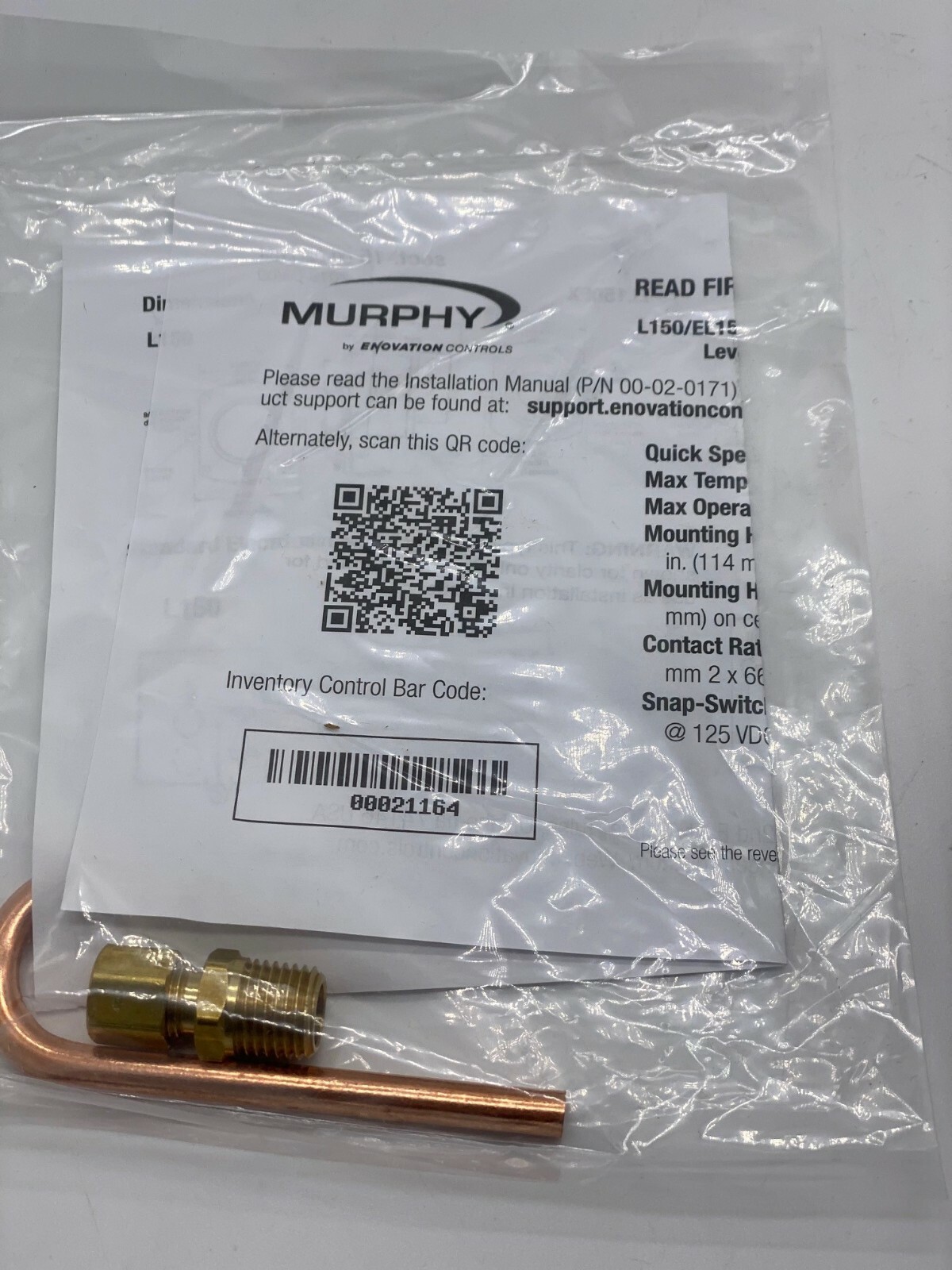 NEW MURPHY EL150K1 LIQUID LEVEL SWICHGAGE