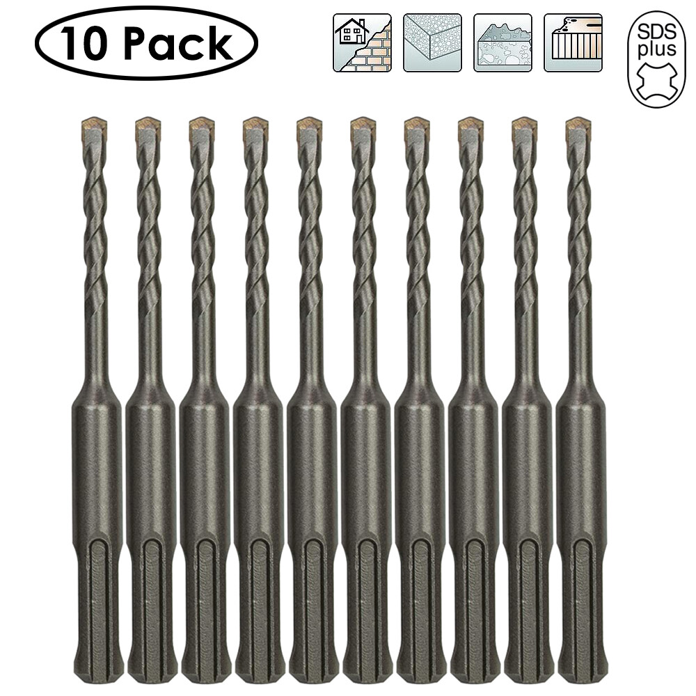 Drillforce 10PCS 3/16″ X4″ Rotary Hammer Drill SDS+ Masonry Concrete Drill Bits
