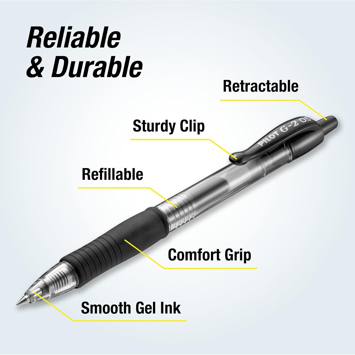 Pilot G2 Premium Gel Roller Pens, Extra Fine Point 0.5 mm, Gel Pens Black, Pack