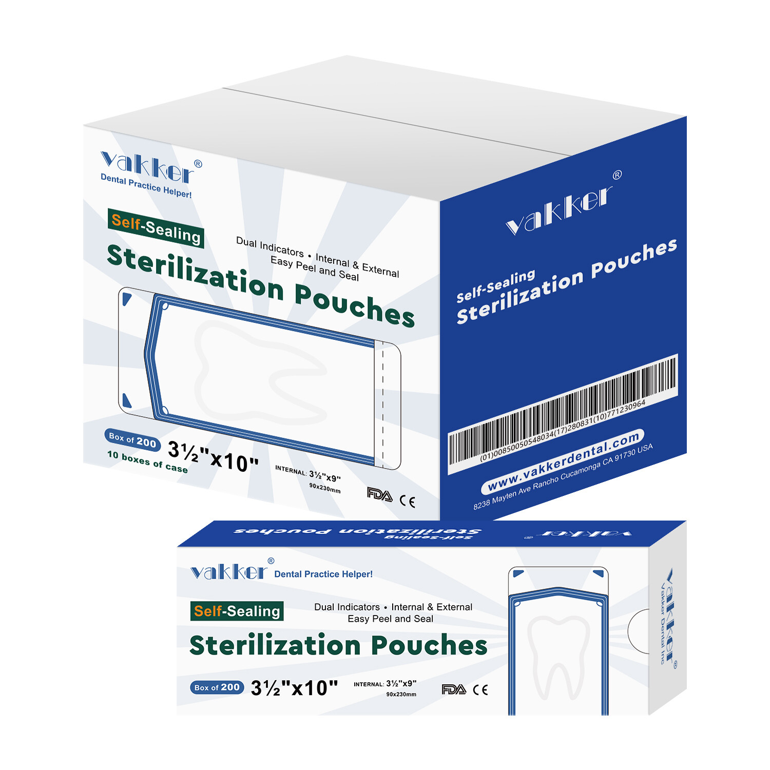 Vakker 200pcs 3.5″ x 10″ Dental Self Sealing Sterilization Pouches Autoclave Bag