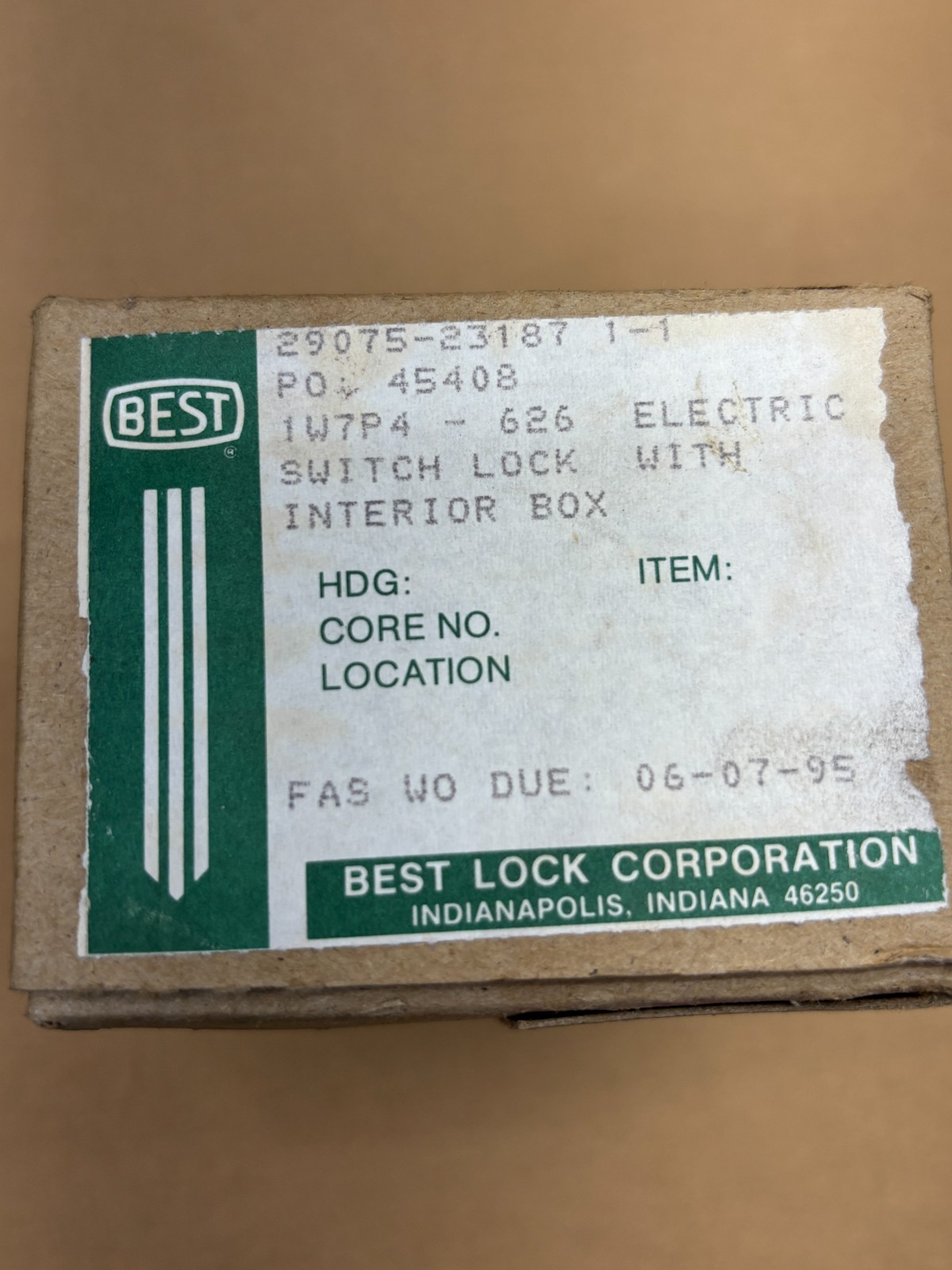 Best Lock Corporation 1W7P4-626 Electric Switch Lock With Interior Box