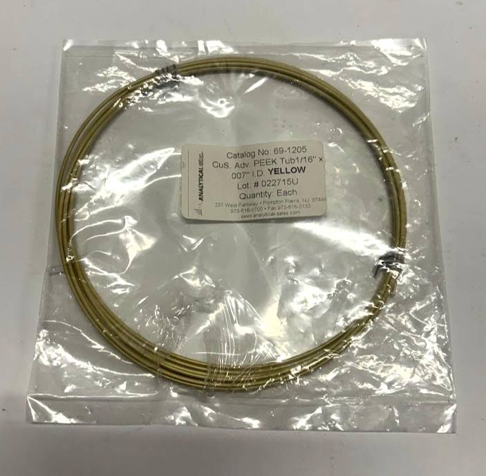 Analytical Sales PEEK Tubing – Yellow 1/16″ OD x .007″ 175µm ID x 10′ Length NEW
