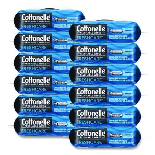 Cottonelle Fresh Care Flushable Cleansing Cloths 1 Ply 504 Wipes 12 Packs Case