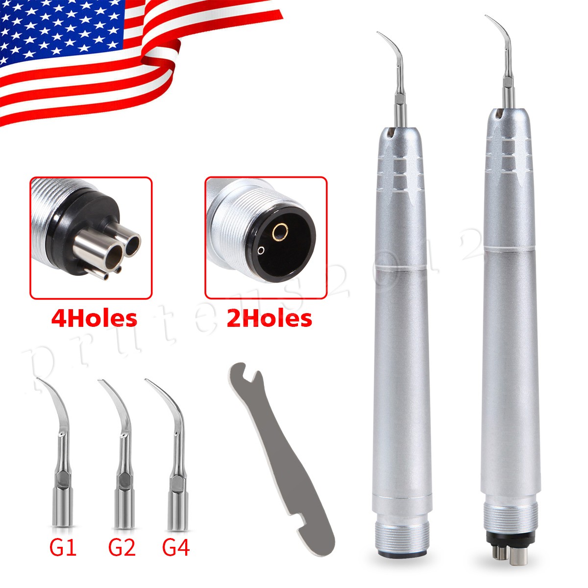 Dental Ultrasonic Air Perio Scaler Handpiece Hygienist 2/4 Holes with 3 Tips
