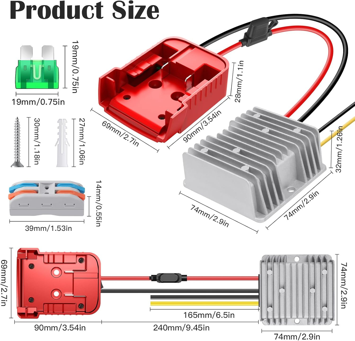 18V to 12V Step down Converter,Compatible with Milwaukee M18 Battery Adapter,Dc