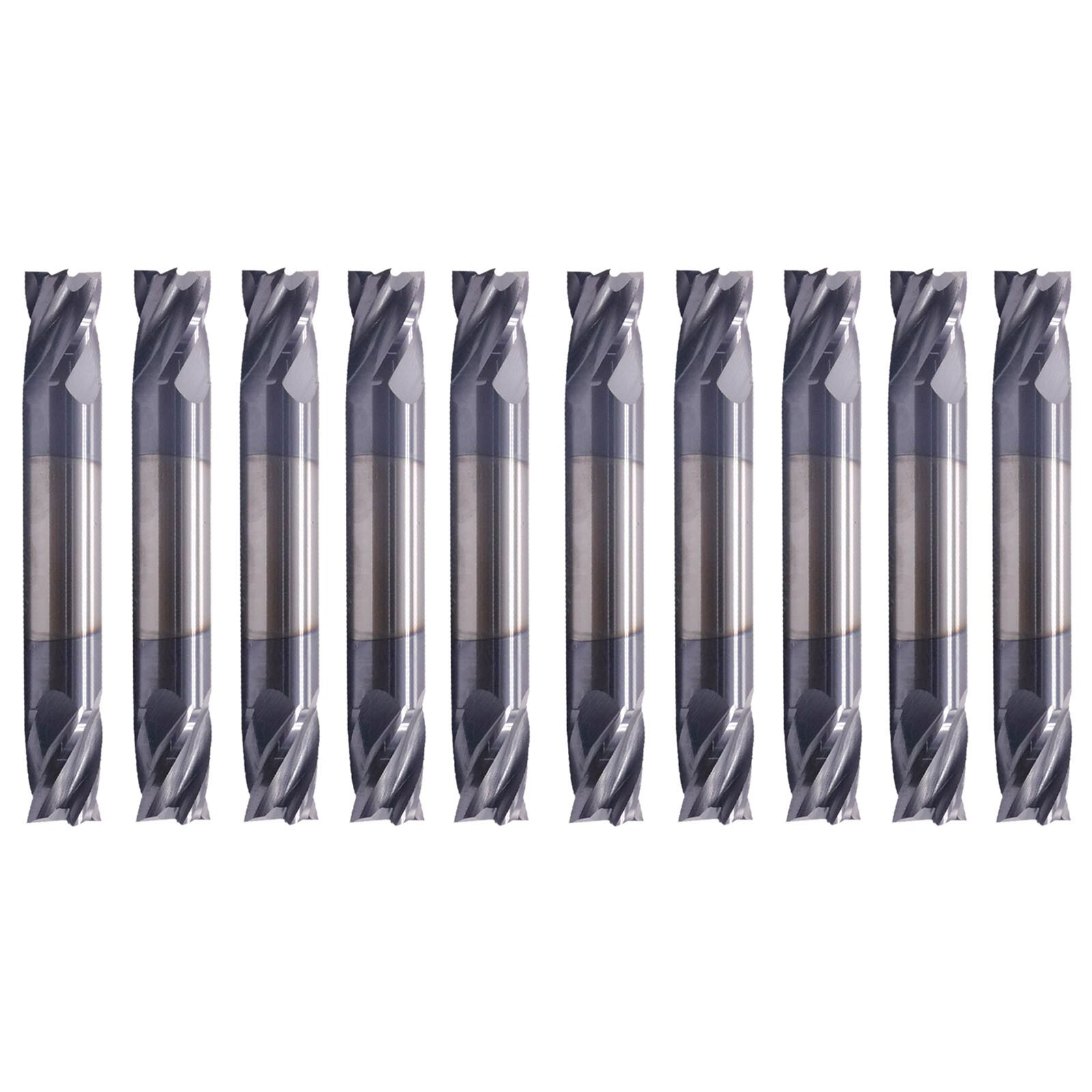 10PCS 4 Flute 1/4″x 1/2″ x 2-1/2″ Solid Carbide End Mill Double End AlTiN Coated