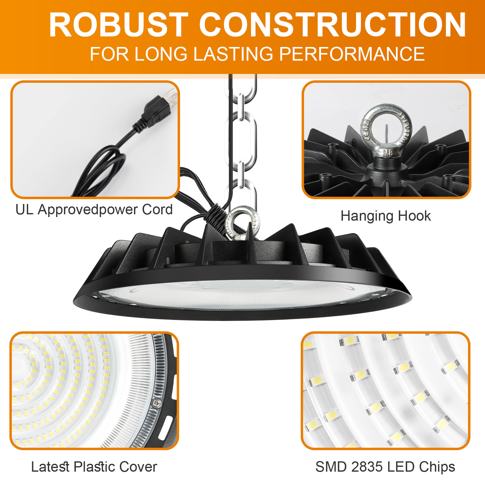 8 Pack 200W UFO Led High Bay Light Shop Industrial Commercial Factory Warehouse