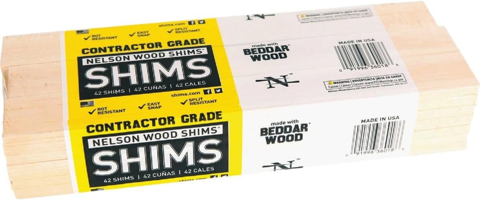 Nelson Wood Shims of 42 Wood Snapping Shim, 5/16 X 1-3/8 X 12-In, 42-P