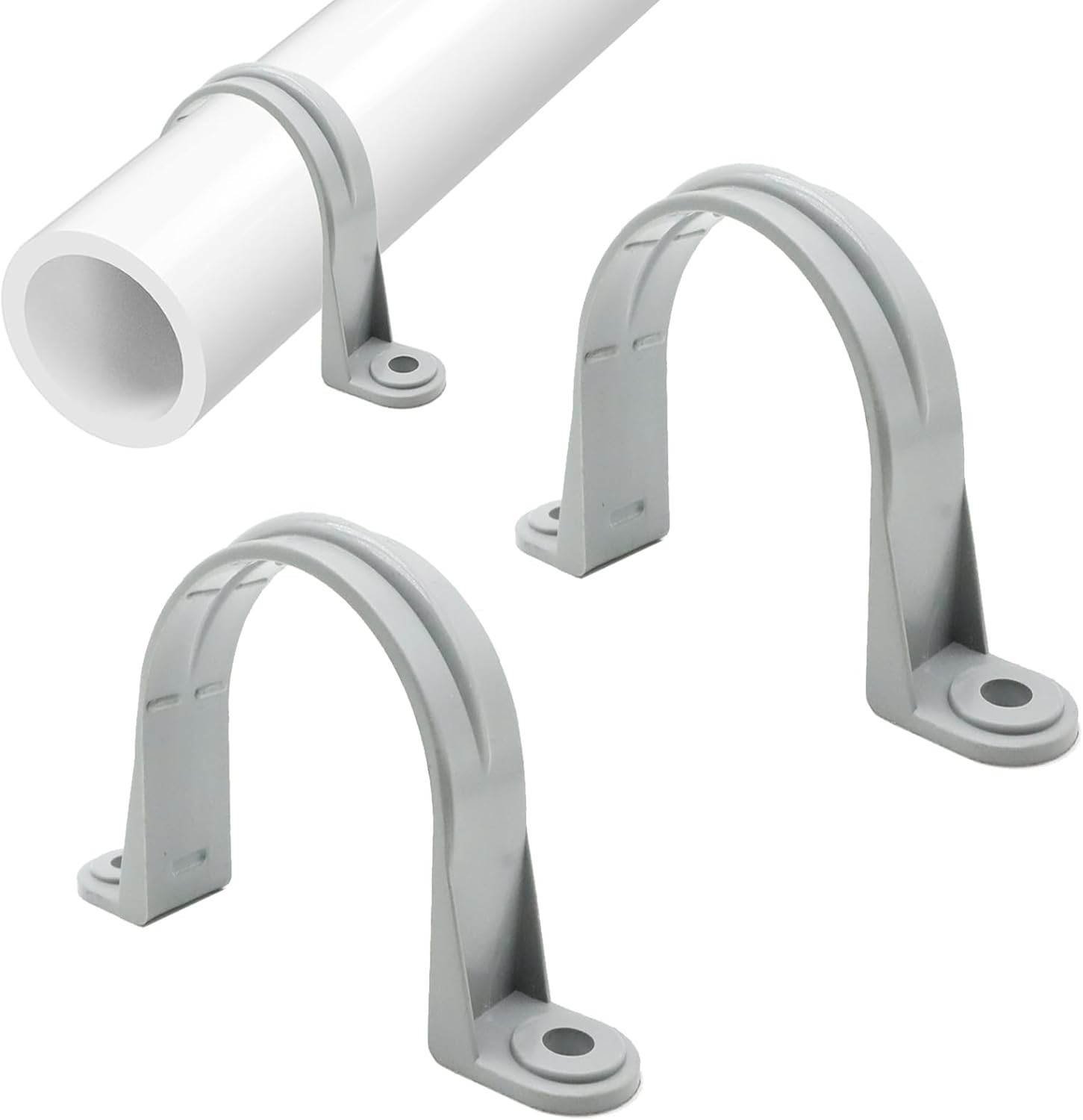 YaCowen 4Pcs 4 Inch PVC Pipe Straps – 2 Holes Plastic Conduit Strap Radon Gray