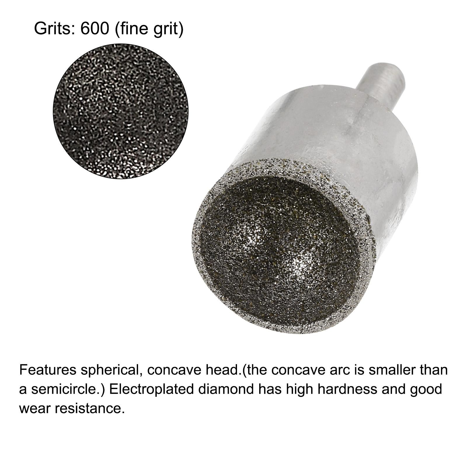 25mm 100 Grits Diamond Mounted Point Spherical Concave Head Bead Grinding Bit