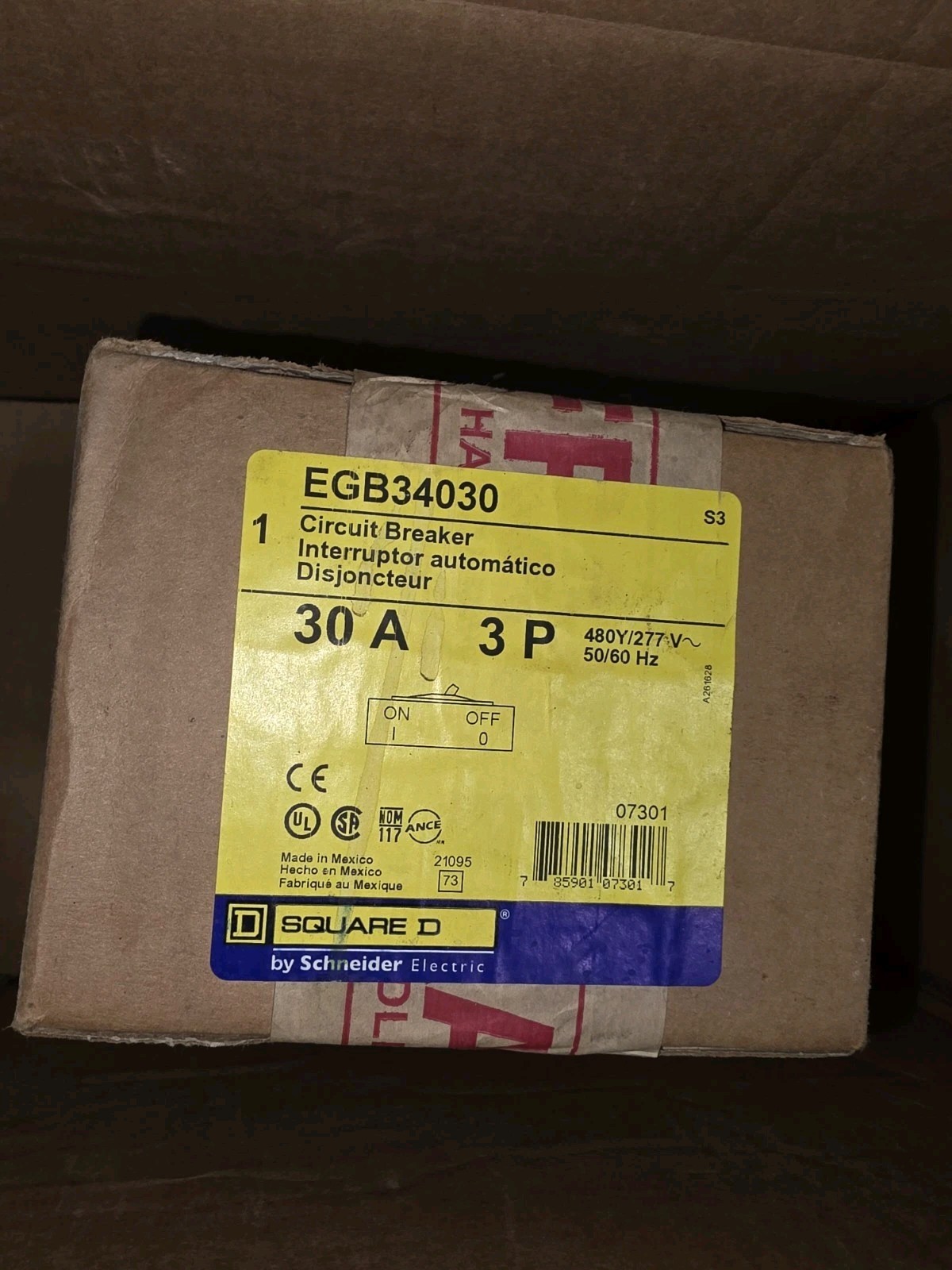 Square D EGB Series EGB34030 Circuit Breaker 3P 30A 480Y/277V 50/60Hz