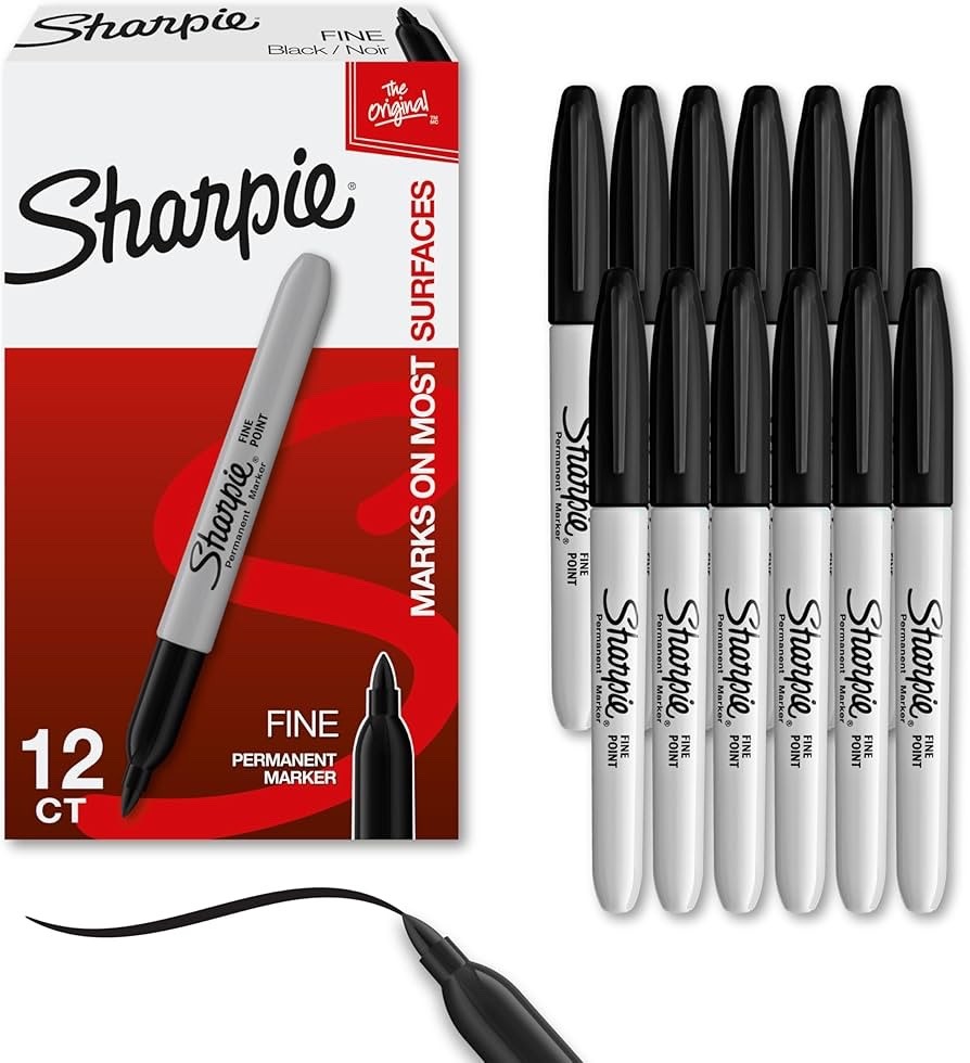 Sharpie 30001 Fine Tip Permanent Markers, Black – 12 Count (Pack of 1)