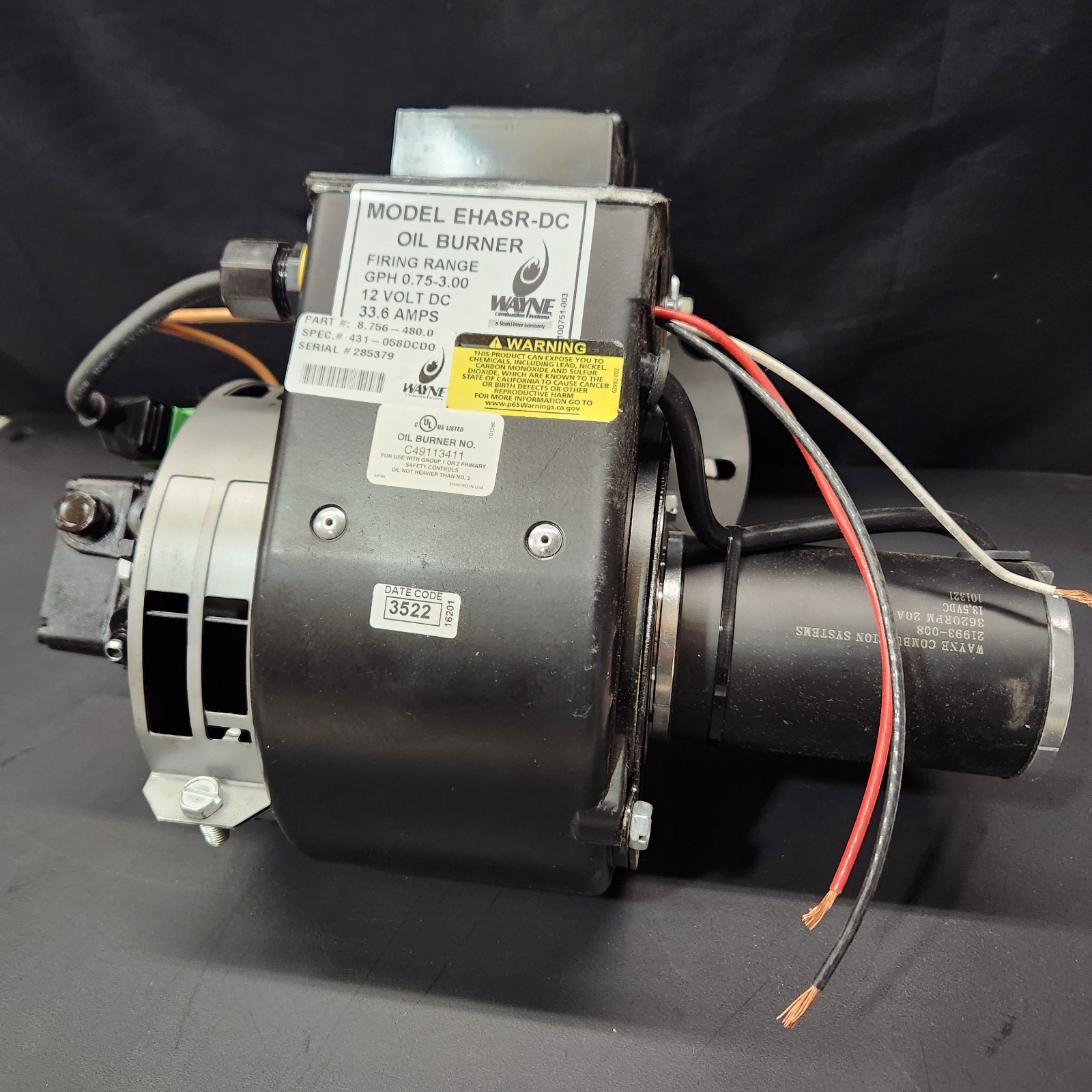 Wayne 8.756-480.0 12v burner assembly pressure washer part