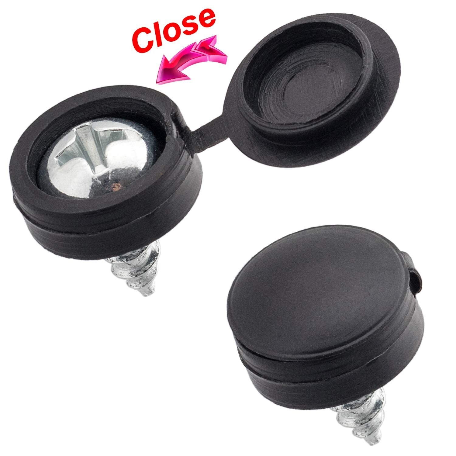 100 or 180 Plastic Screw Hinged Cover Caps Fold Snap Fold Washer Flip Tops Cover