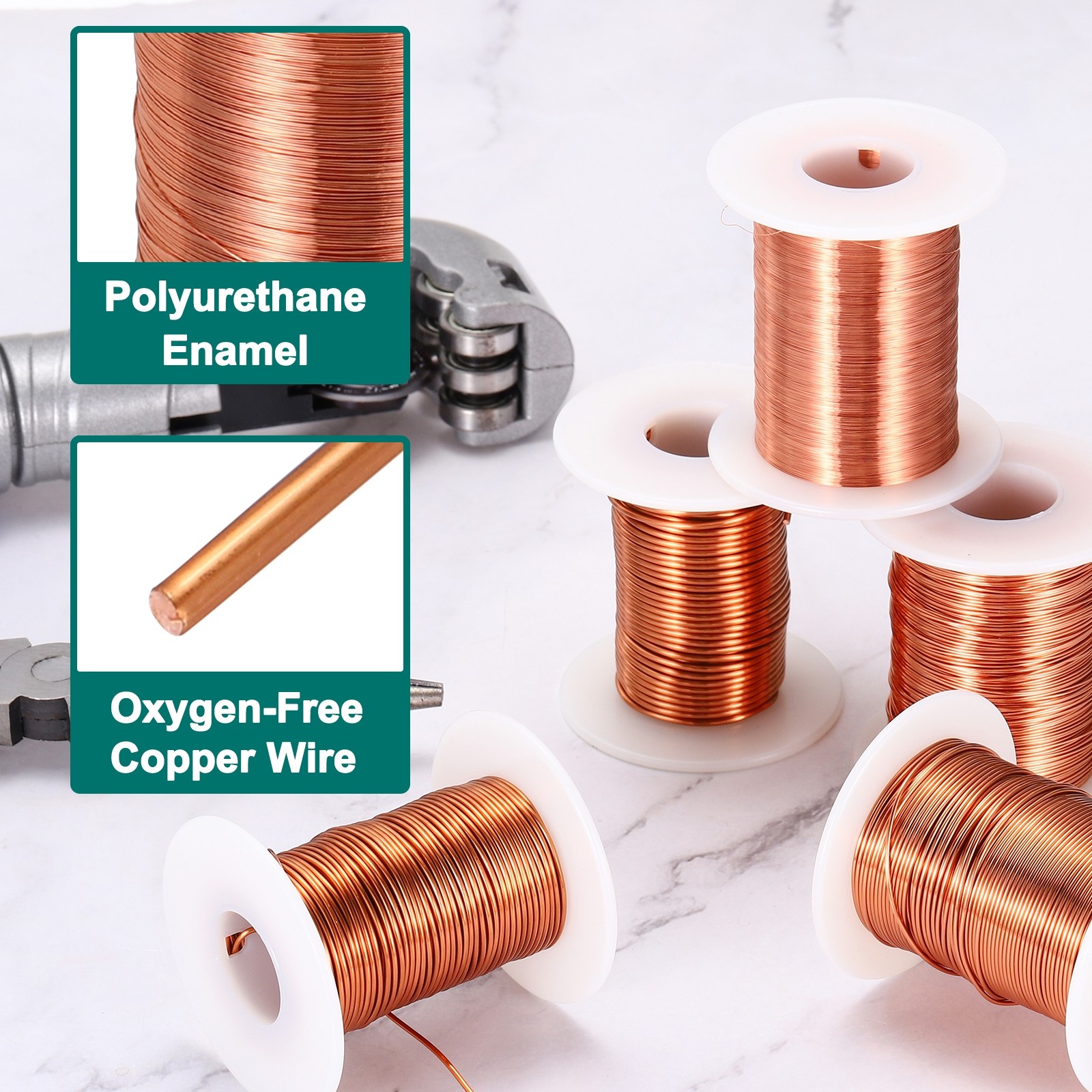 34 AWG Magnet Wire, 4 OZ/113.2g Enameled Copper Wire, 155C(311F)