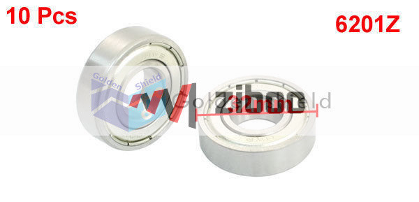 10 Pcs 6201Z 12mm x32mm x 10mm Shielded Deep Groove Radial Ball Bearings