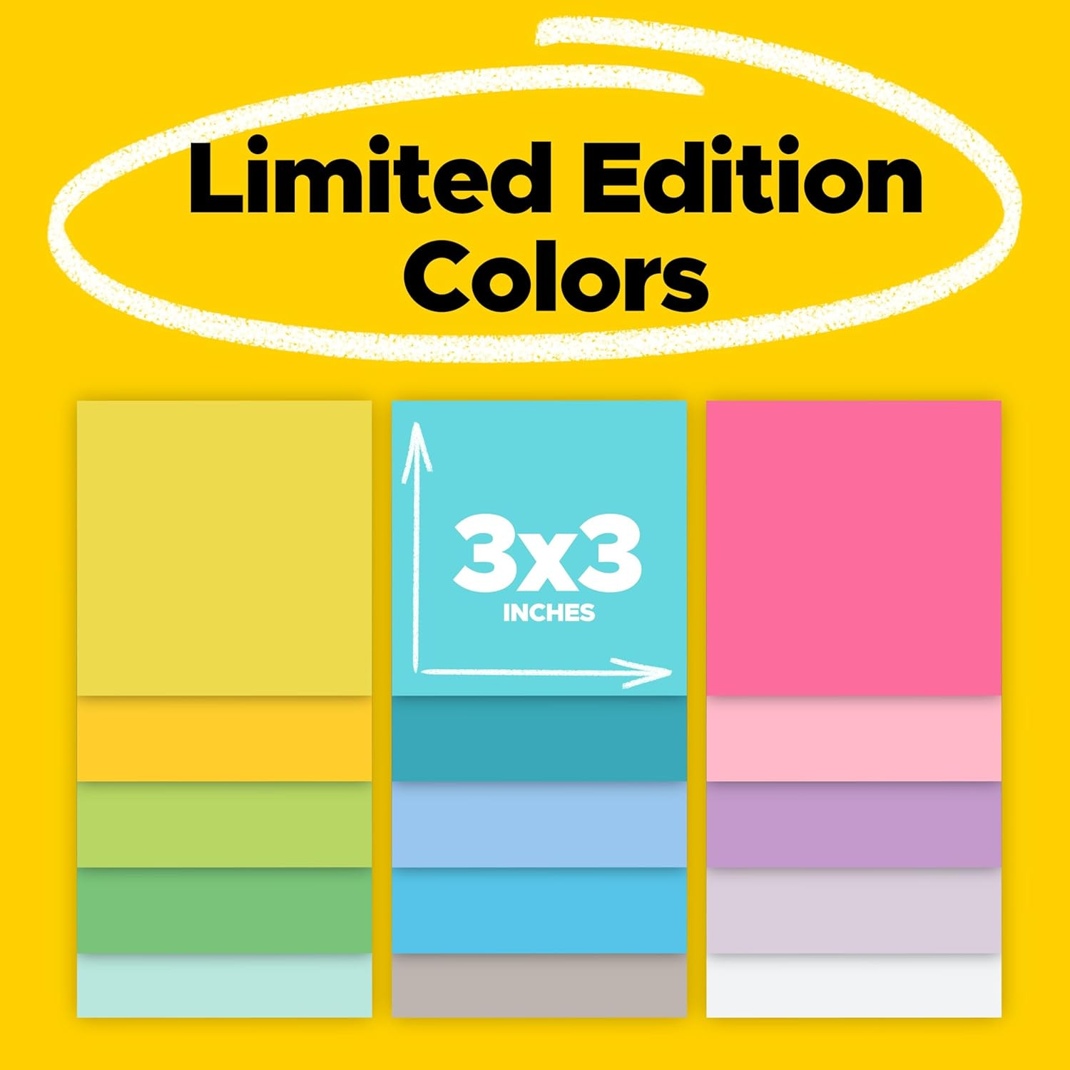 Post-It Super Sticky Notes, 3 X 3 In, Assorted Brights, 15 Pads | School Supplie