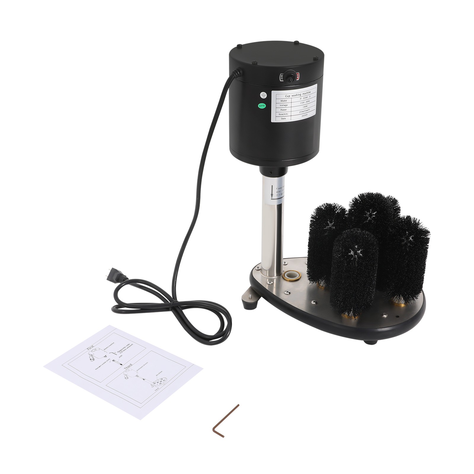 Electric Glass Washer 5-Brush Electric Commercial Wine Glass Cleaning Machine