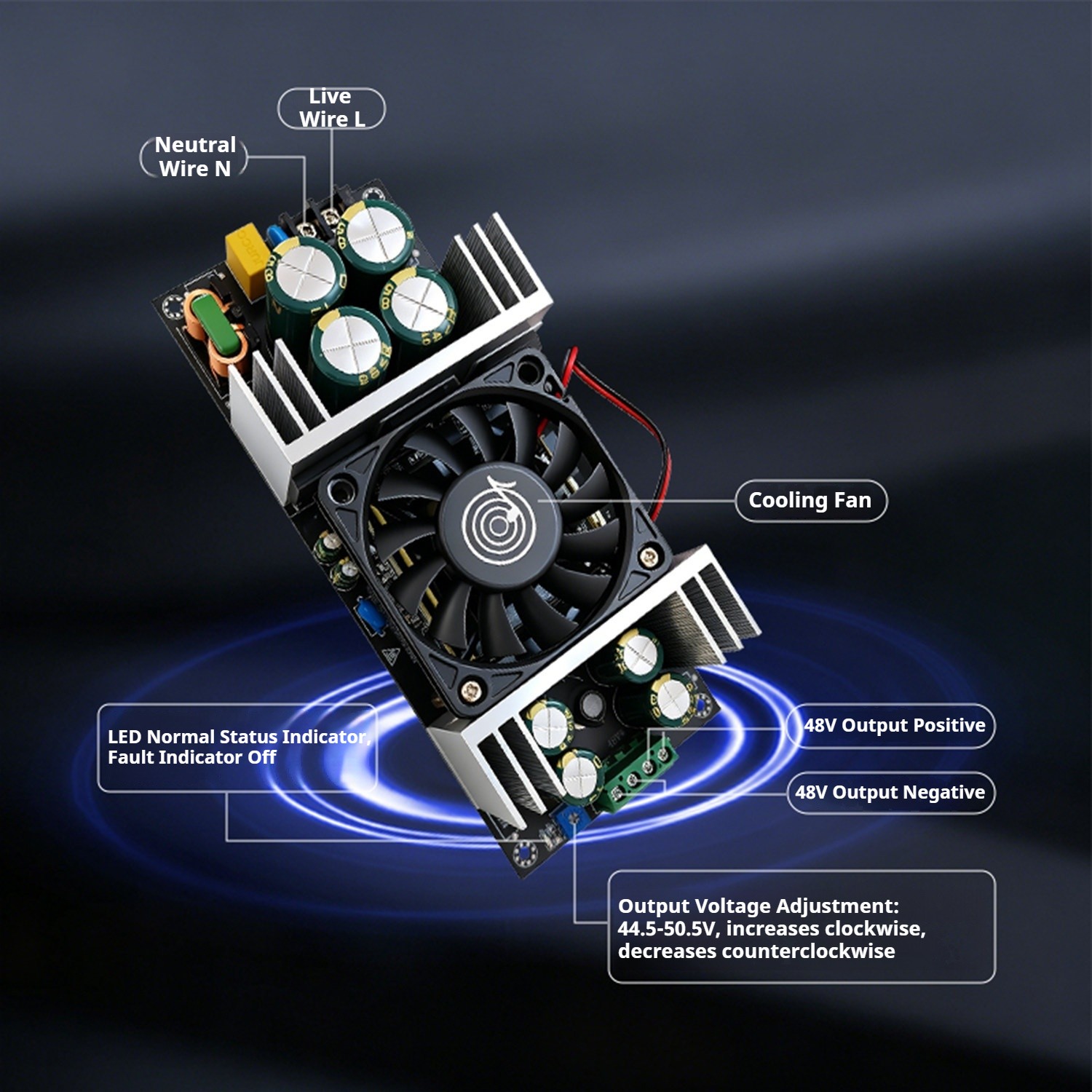 Isolated Switching Power Supply AC200-260V to DC48V 800W Adjustable 44.5-50.5V