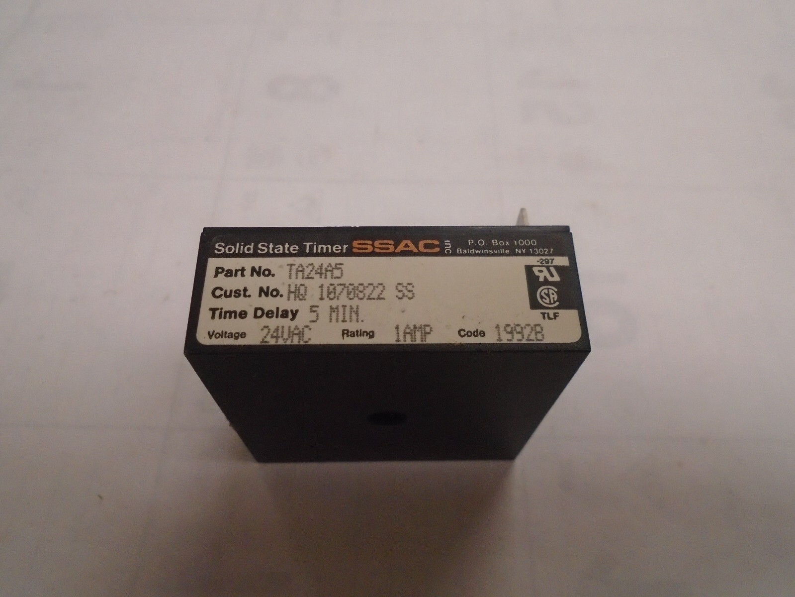 SSAC Solid State Timer TA24A5 5 Min. Delay – USED