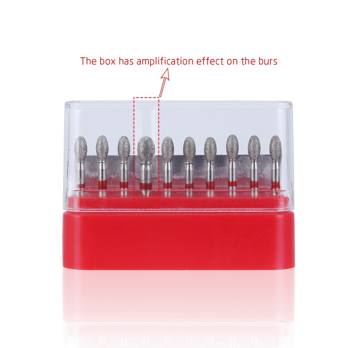 10 Box Dental Diamond Burs FOOTBALL 379-023F FINE RED DEFEND Friction Grip