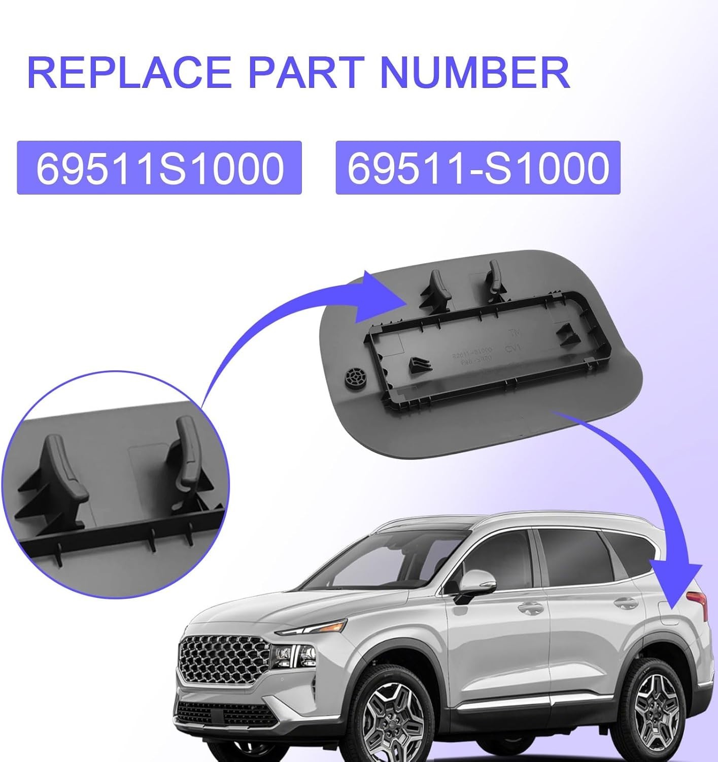 69511S1000 Fuel Filler Door Gas Cap Compatible With Hyundai Santa Fe 2019-202…