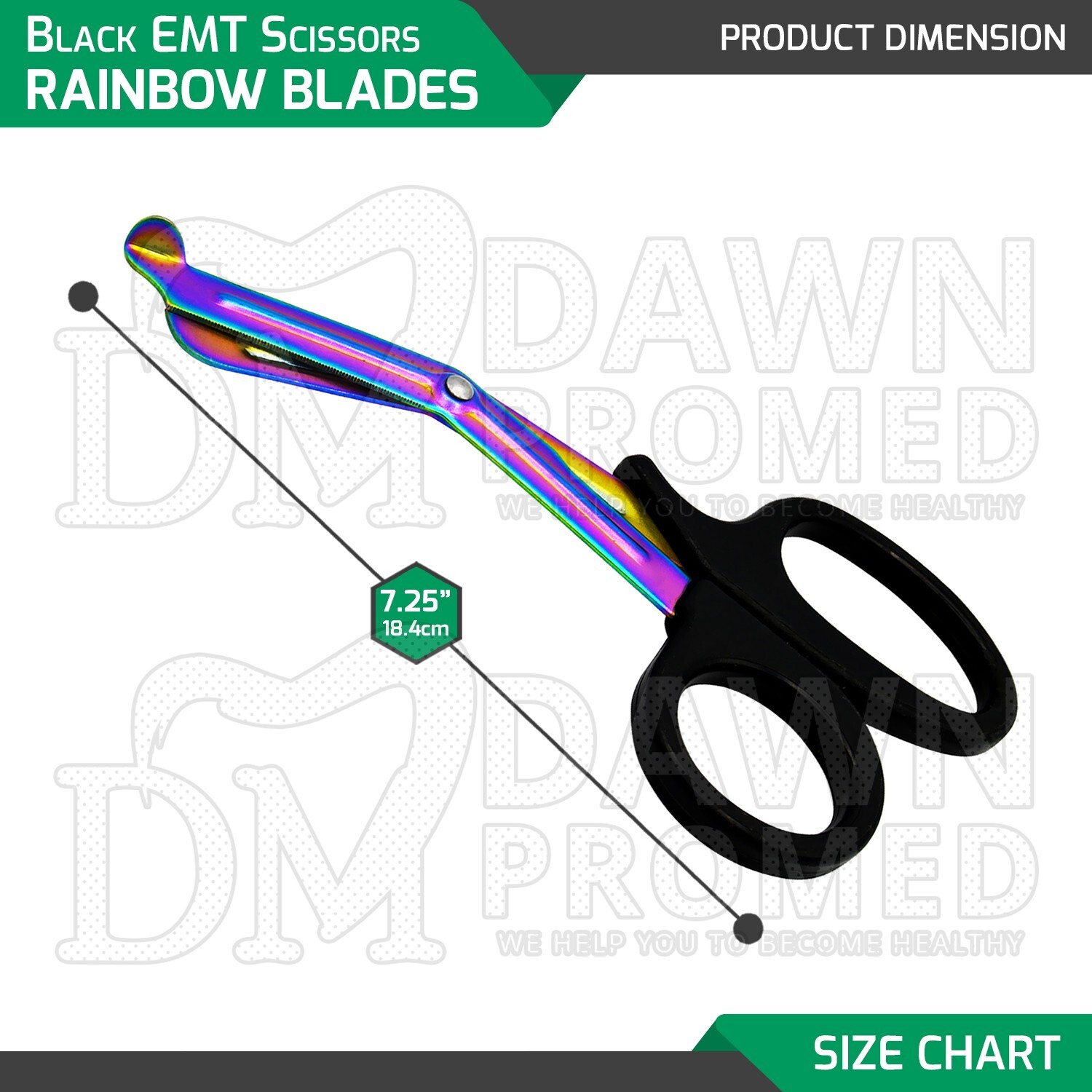 3 EMT Scissors 7.25″ Rainbow Blades with Black Handle Utility Shears German Gr