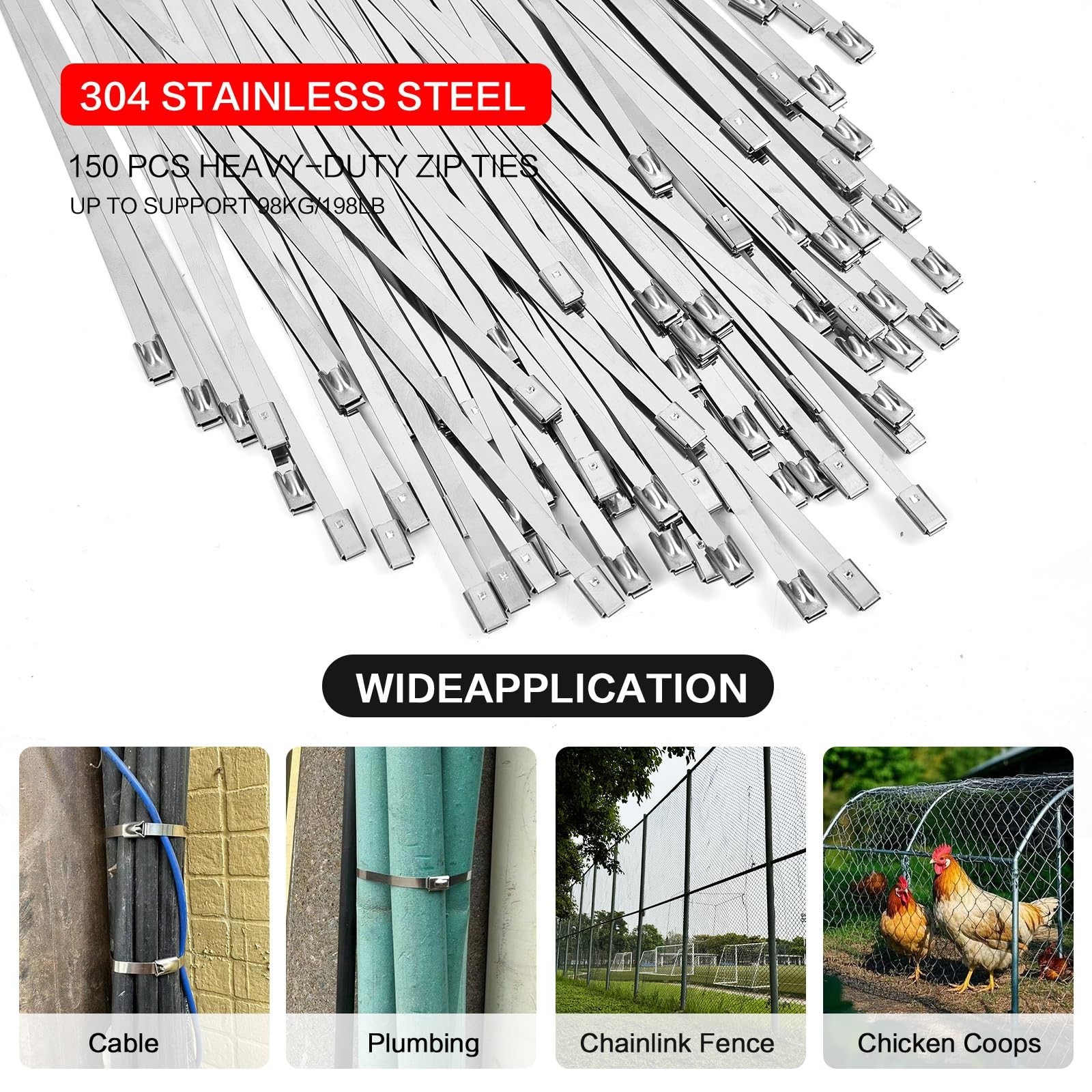 Stainless Steel Zip Ties Gun Kit,Heavy Duty Outdoor Fastening Cable Tie Tool Set